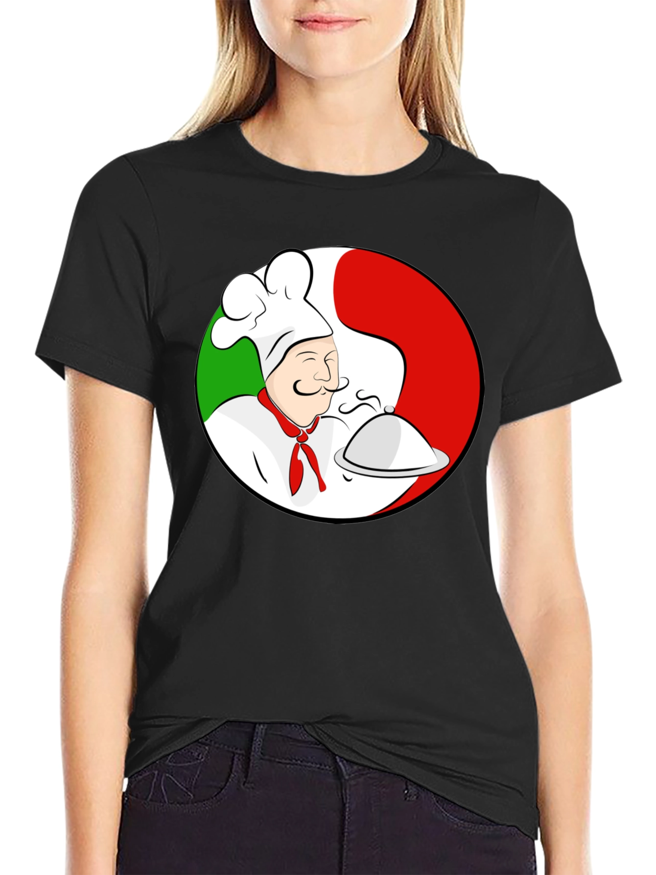 Black Chef Italian Flag T-Shirt view 2