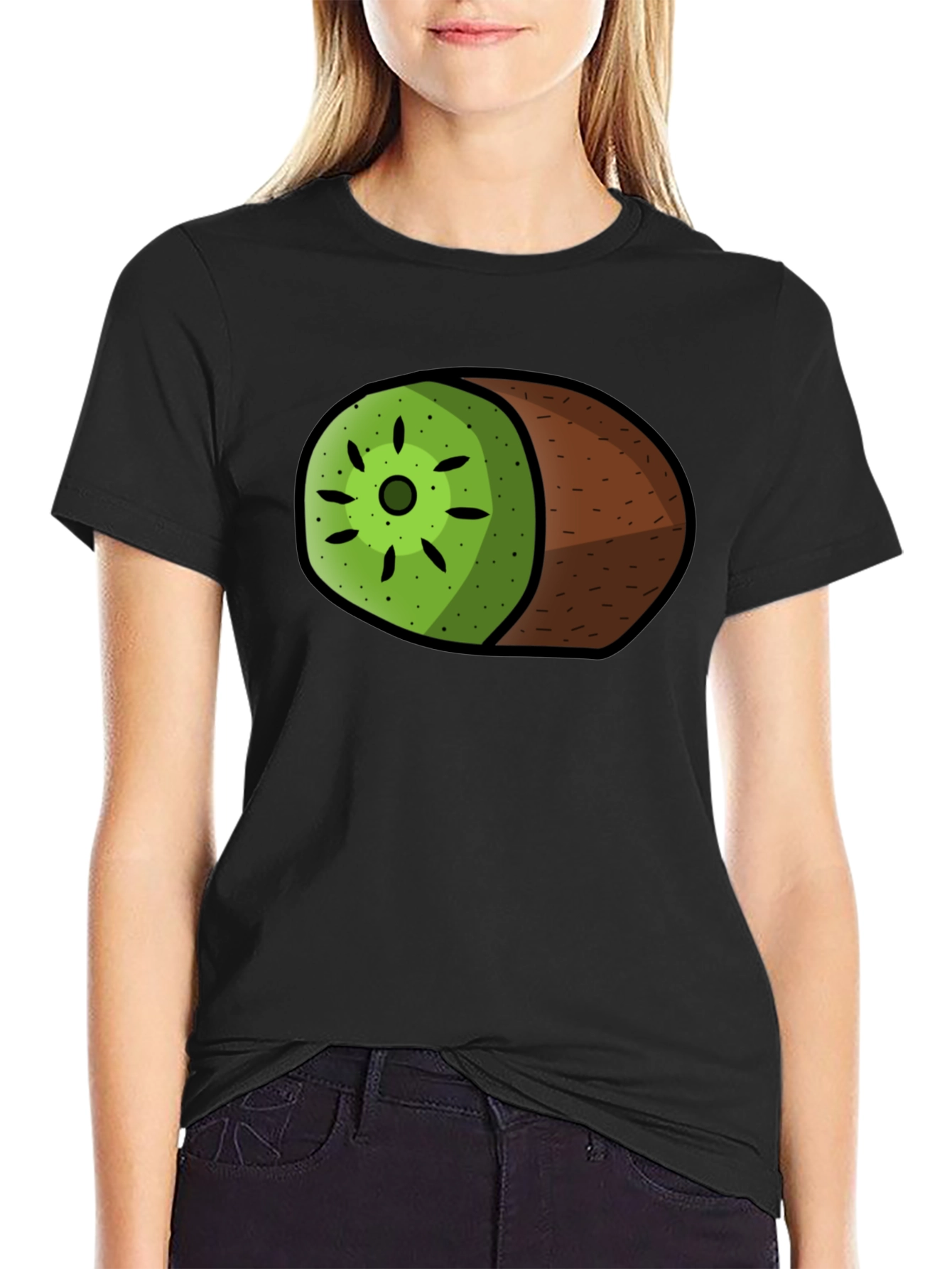Black Kiwi Graphic Print Black T-Shirt view 2