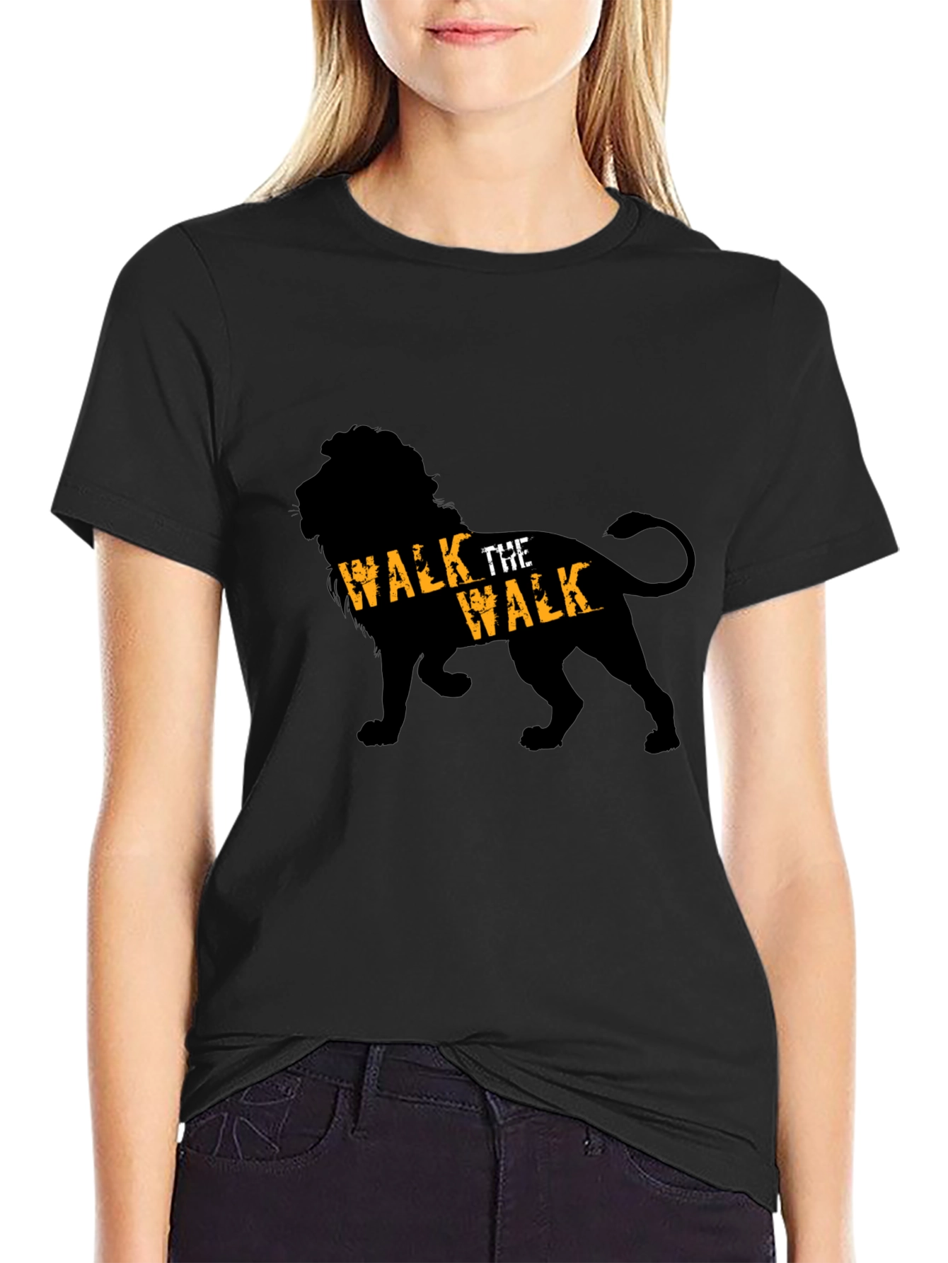 Black Walk The Walk Lion Graphic Tee - Black view 2