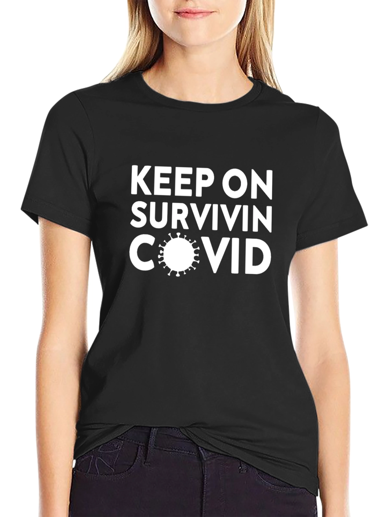 Black Keep On Survivin' COVID Graphic Tee view 2