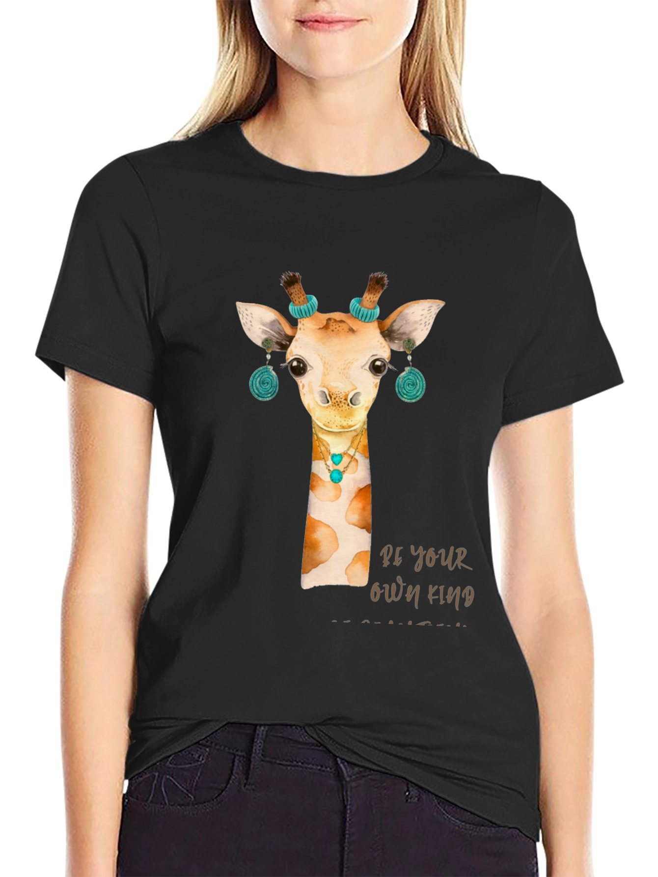 Black Giraffe T-Shirt: Be Your Own Kind view 2