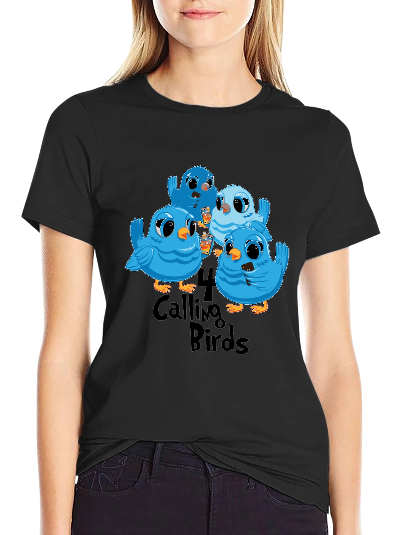 Black 4 Calling Birds Graphic Tee, Holiday Gift view 2