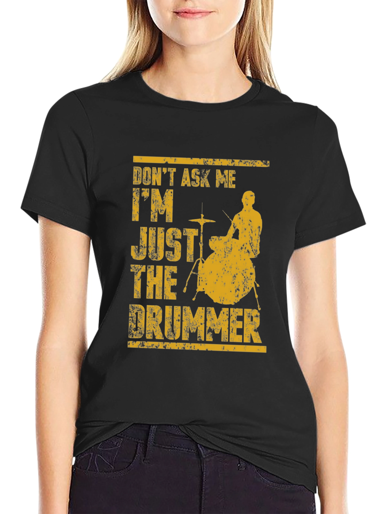 Black Drummer Tee: Don't Ask Me I'm Just The Drummer T-Shirt view 2