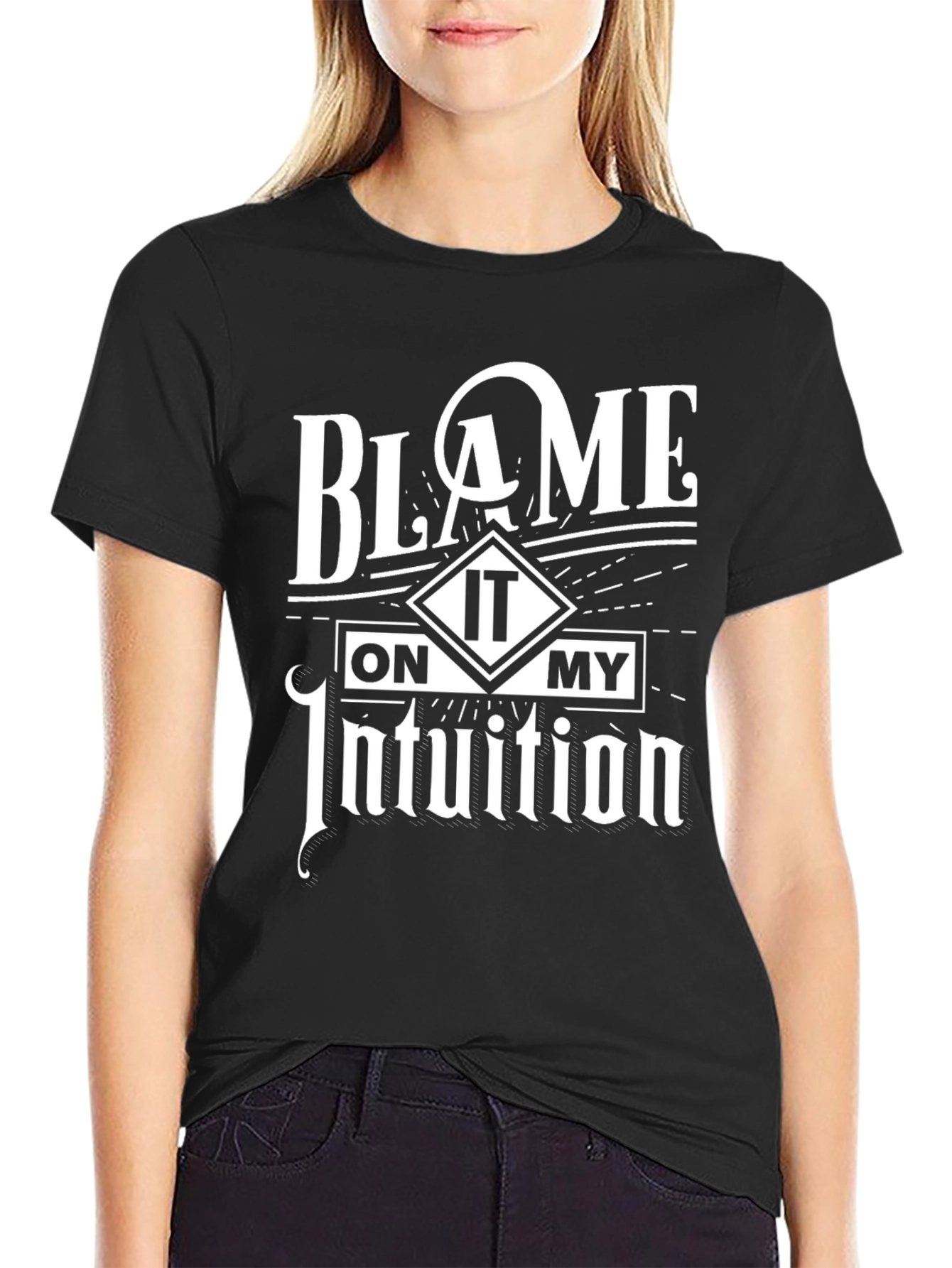 Black Blame It On My Intuition Graphic Tee view 2