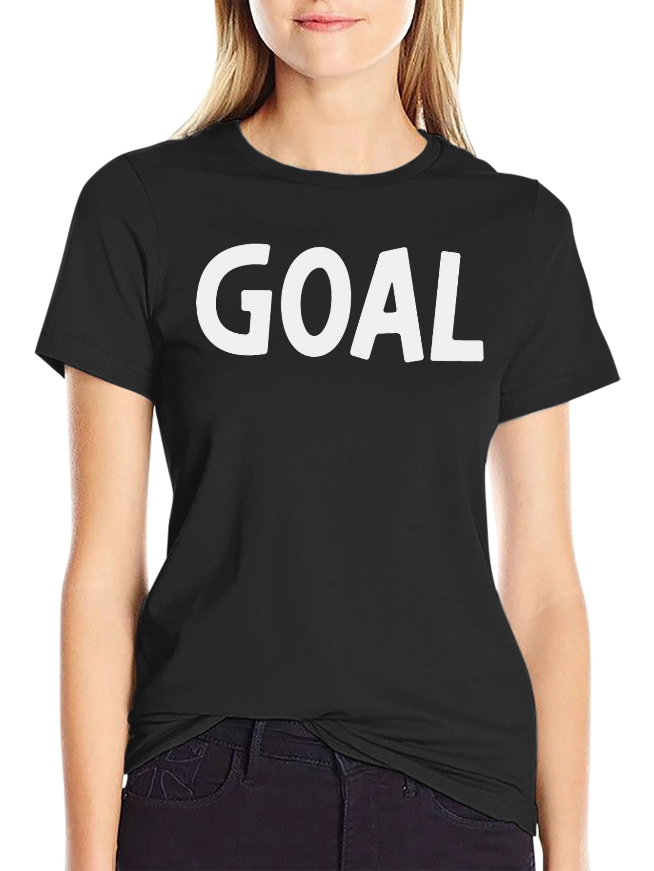 Black Goal T-Shirt - Mens Black Tee with White Print view 2