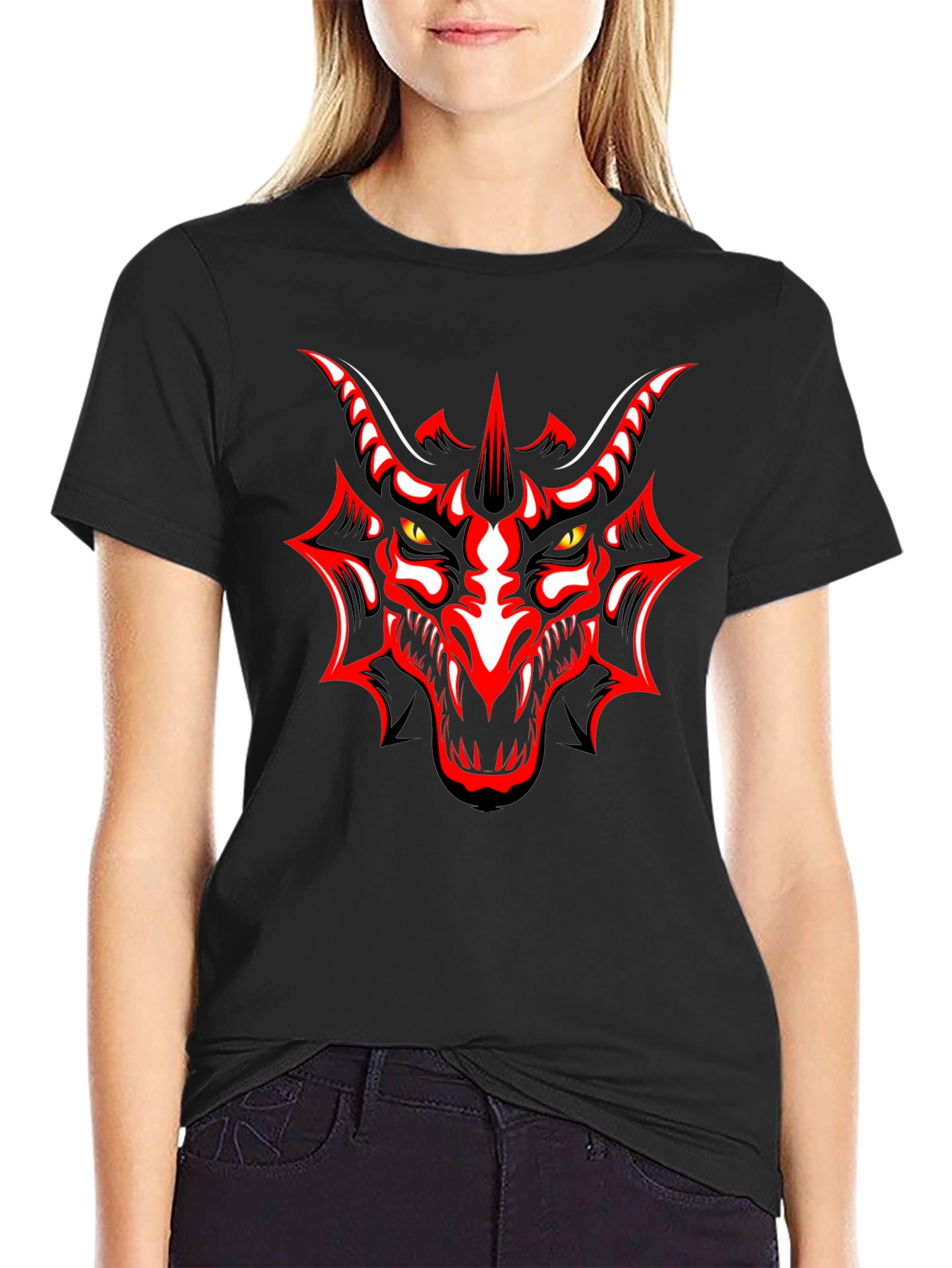 Black Bold Dragon Graphic Black T-Shirt view 2