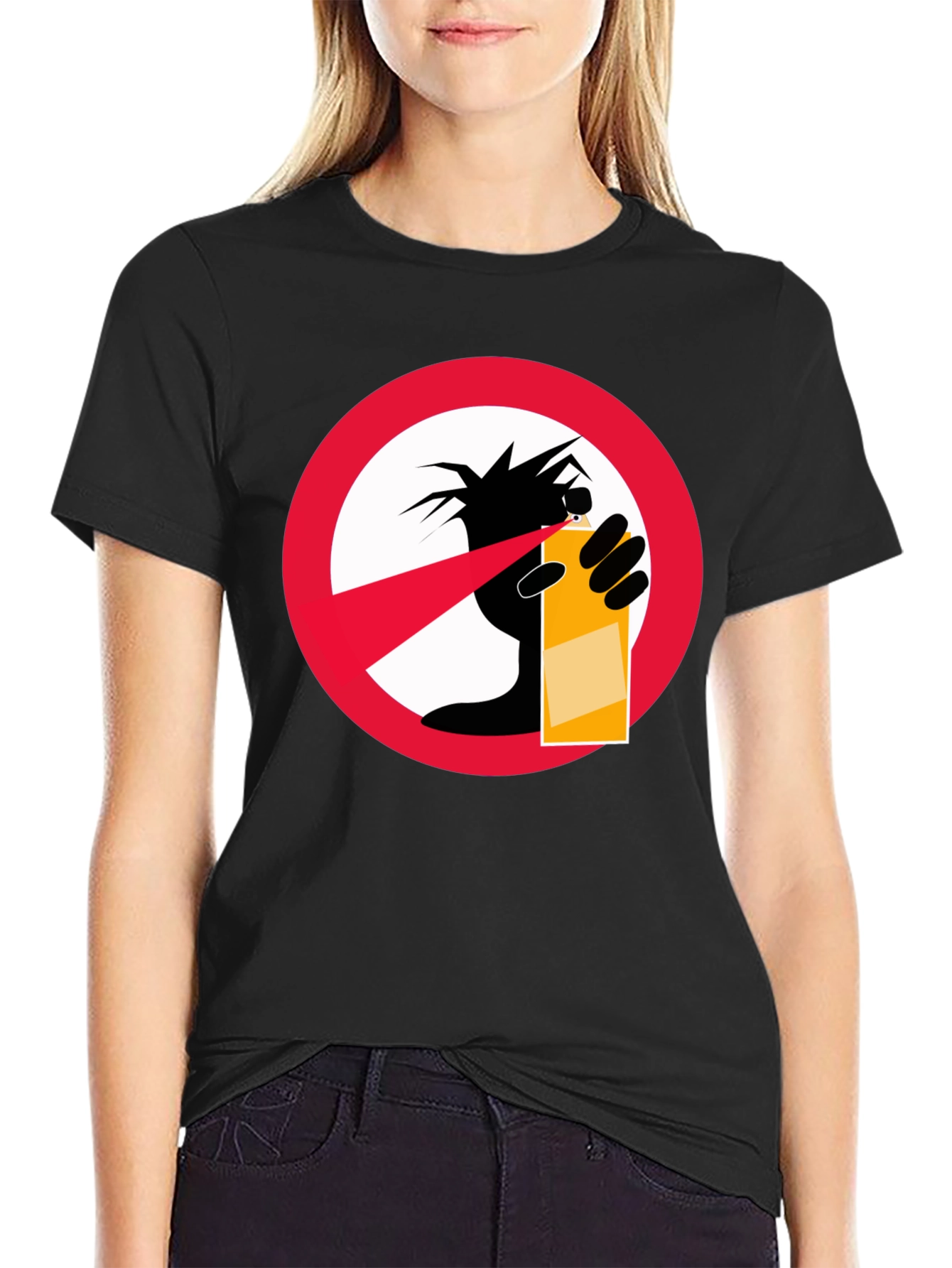 Black No Graffiti Black T-Shirt view 2