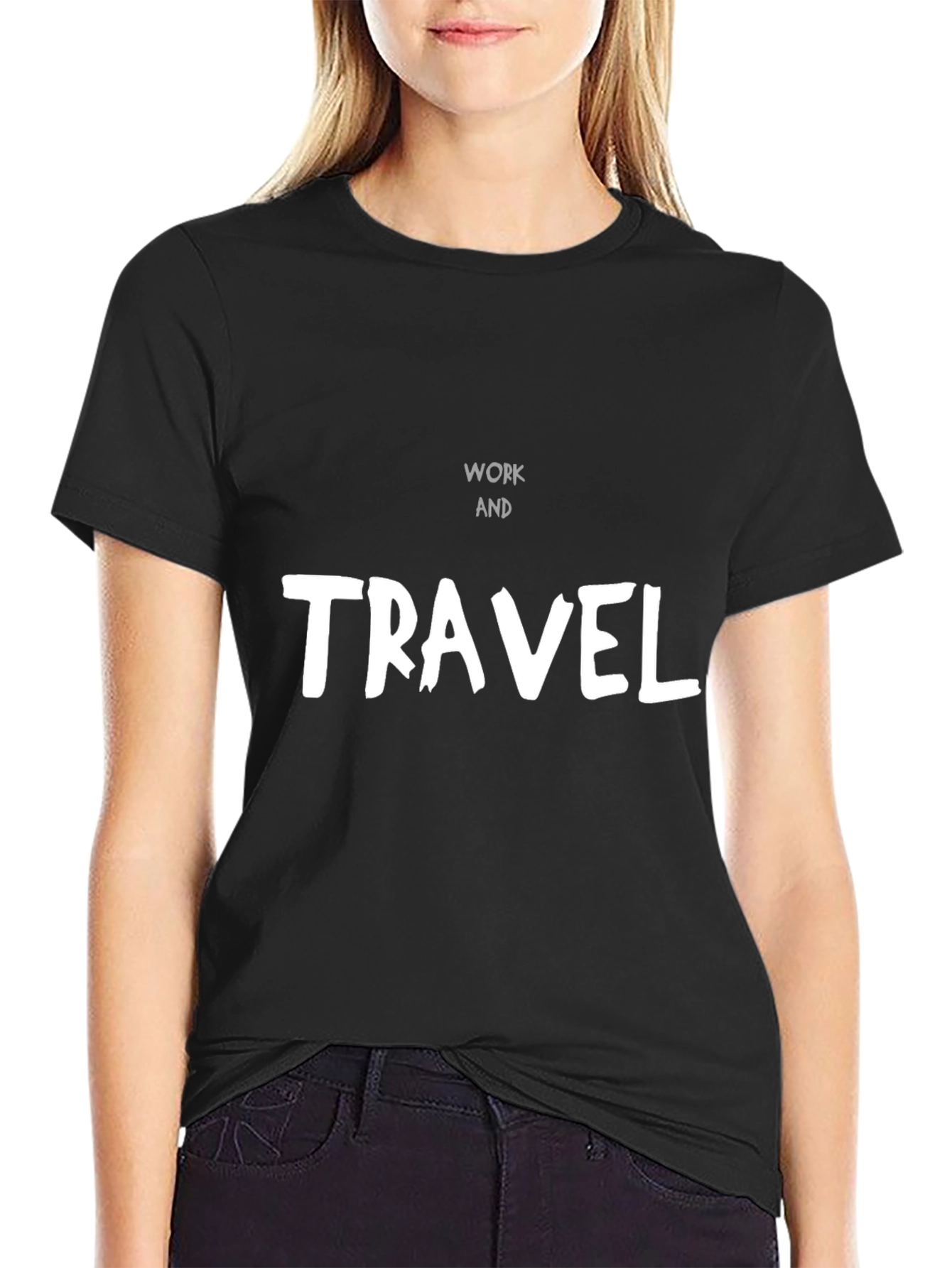 Black Work and Travel Black Graphic Tee view 2