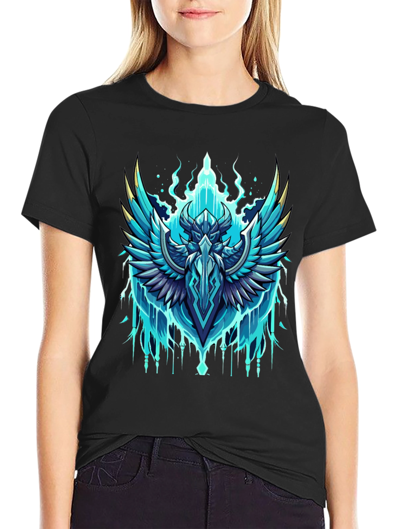 Black Epic Winged Crest Graphic Tee - Black Cotton view 2