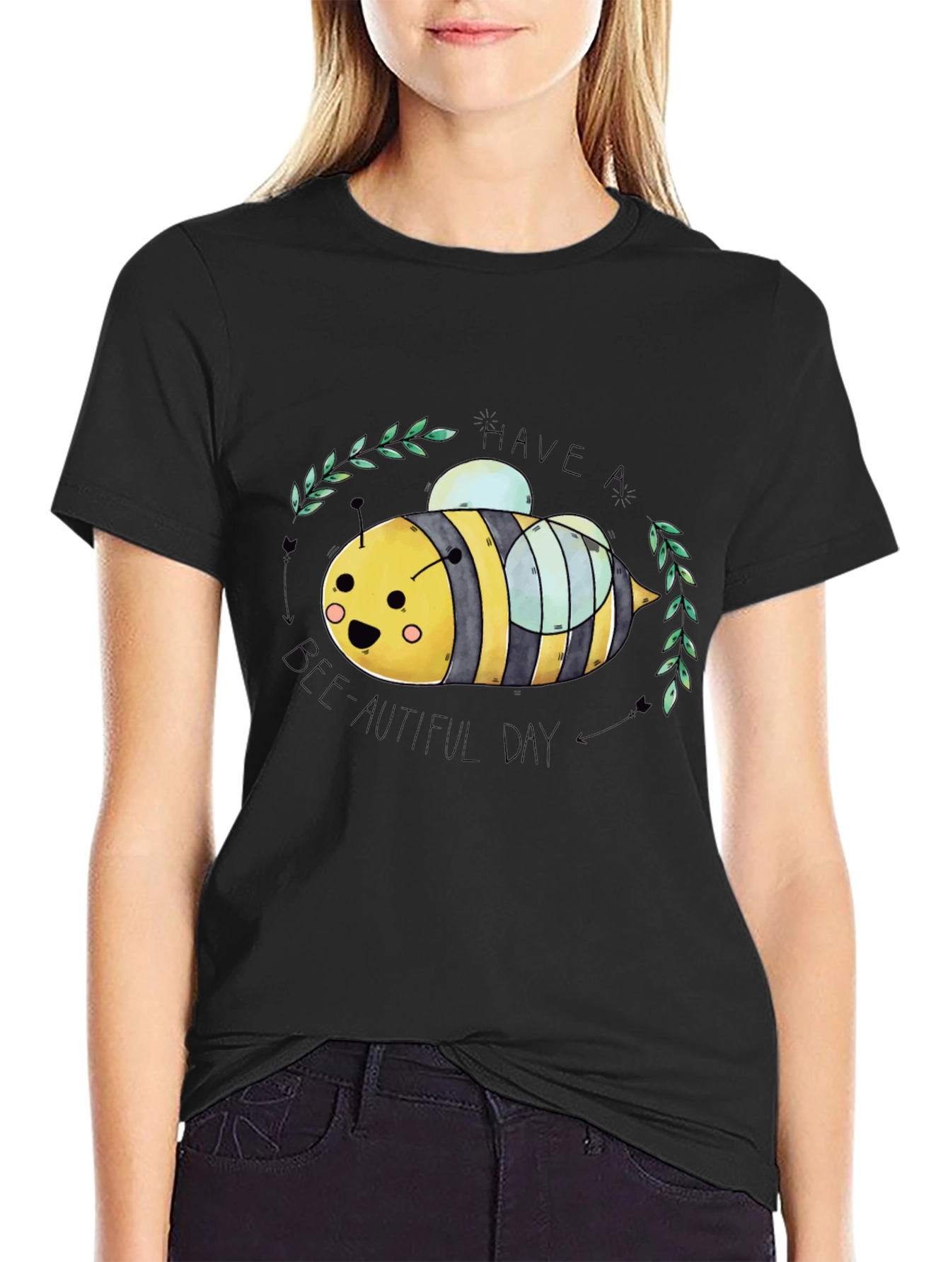 Black Have a Bee-utiful Day Graphic Tee view 2