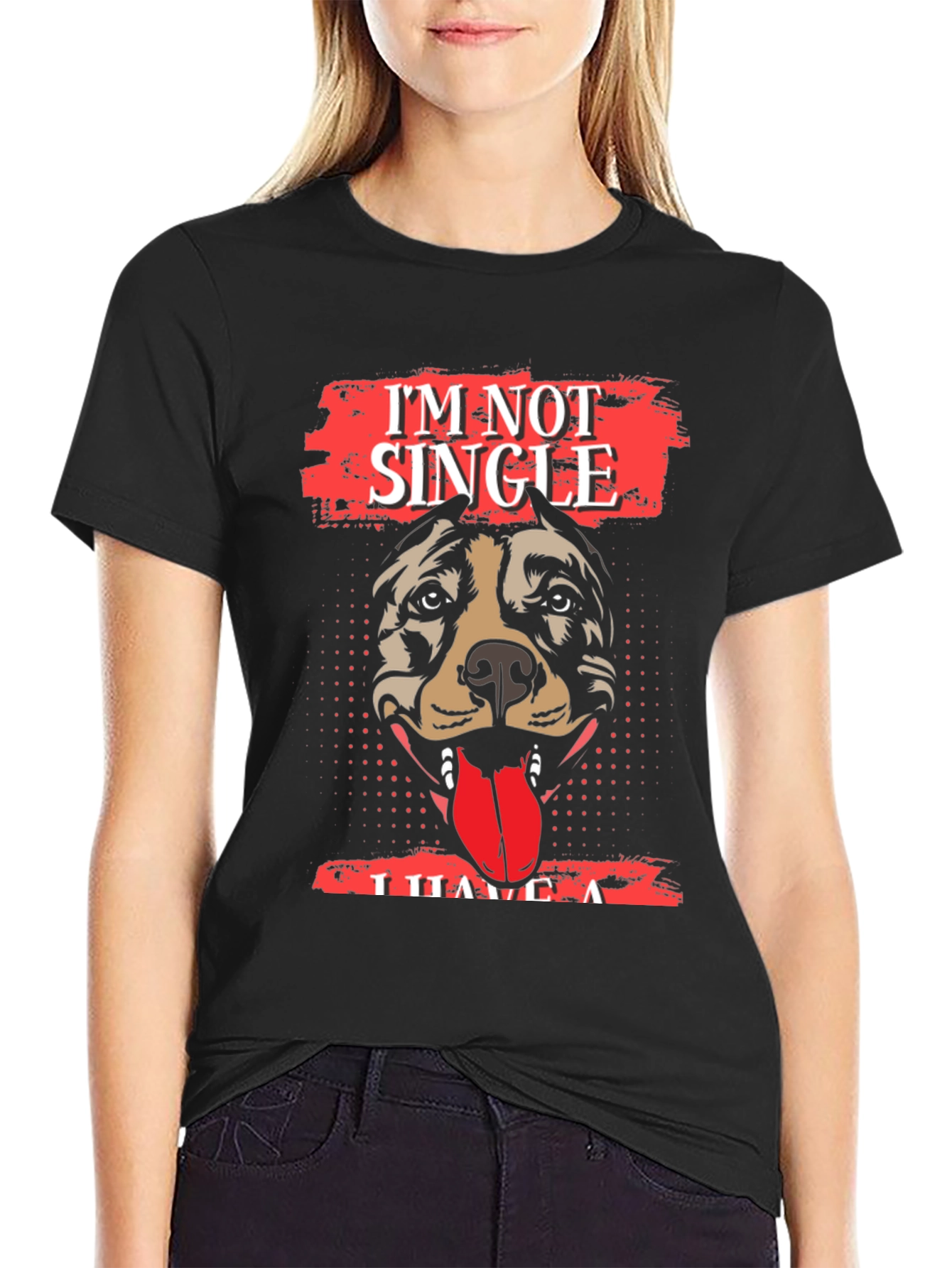 Black I'm Not Single, I Have A Dog T-Shirt - Black view 2