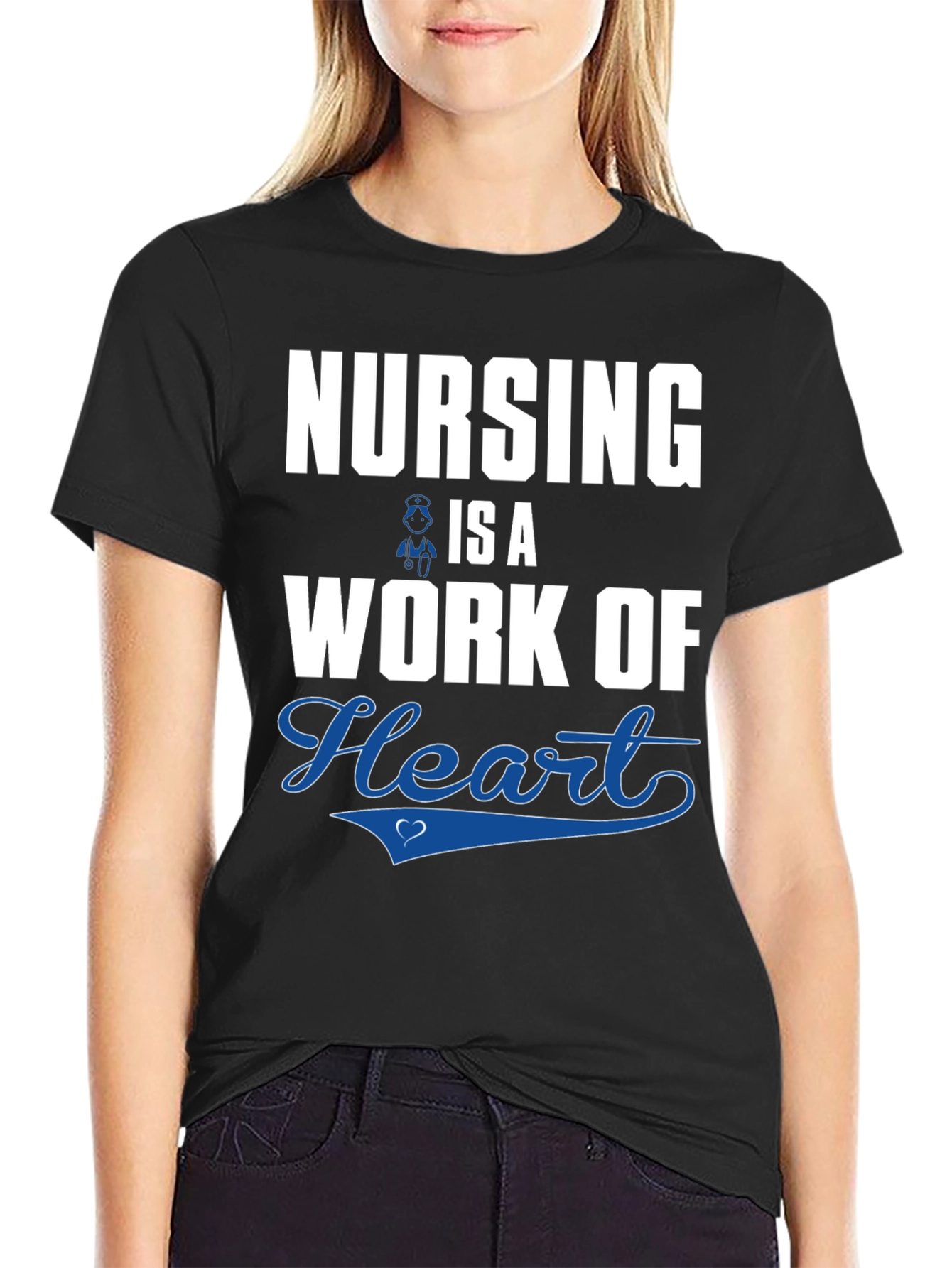 Black Nursing is a Work of Heart T-Shirt view 2