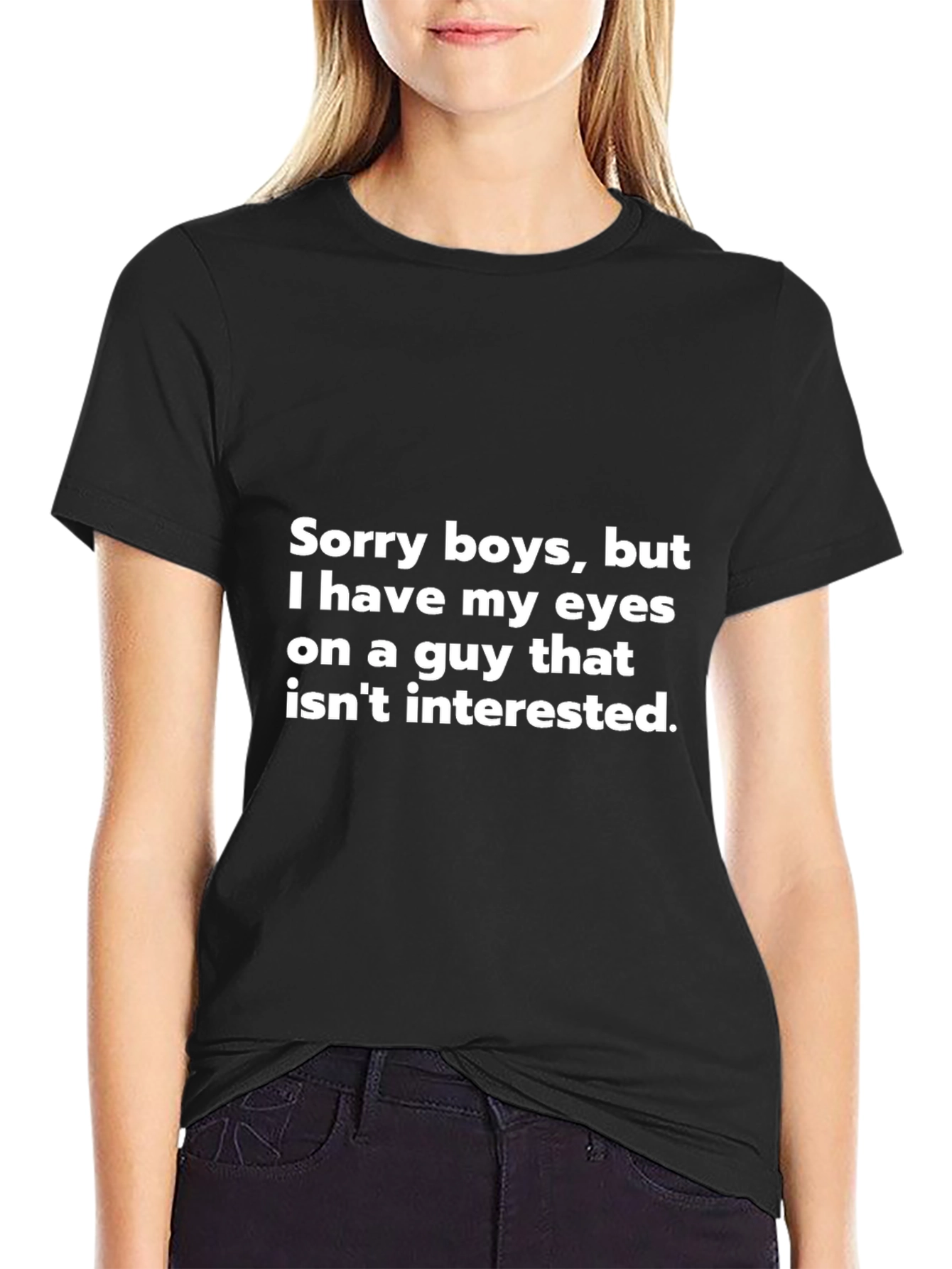 Black Humorous "Sorry Boys" Graphic T-Shirt view 2
