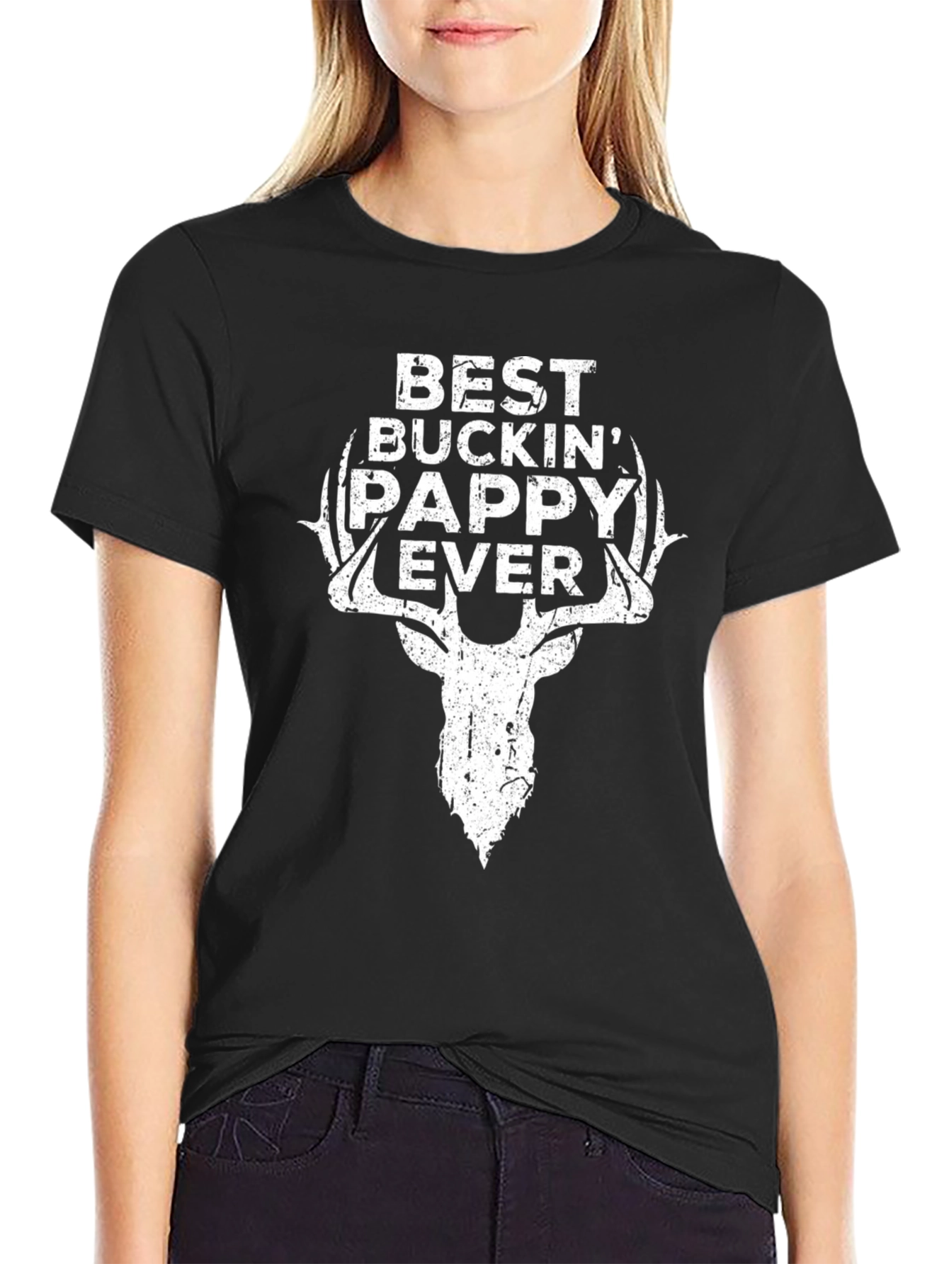 Black Best Buckin' Pappy Ever T-Shirt view 2