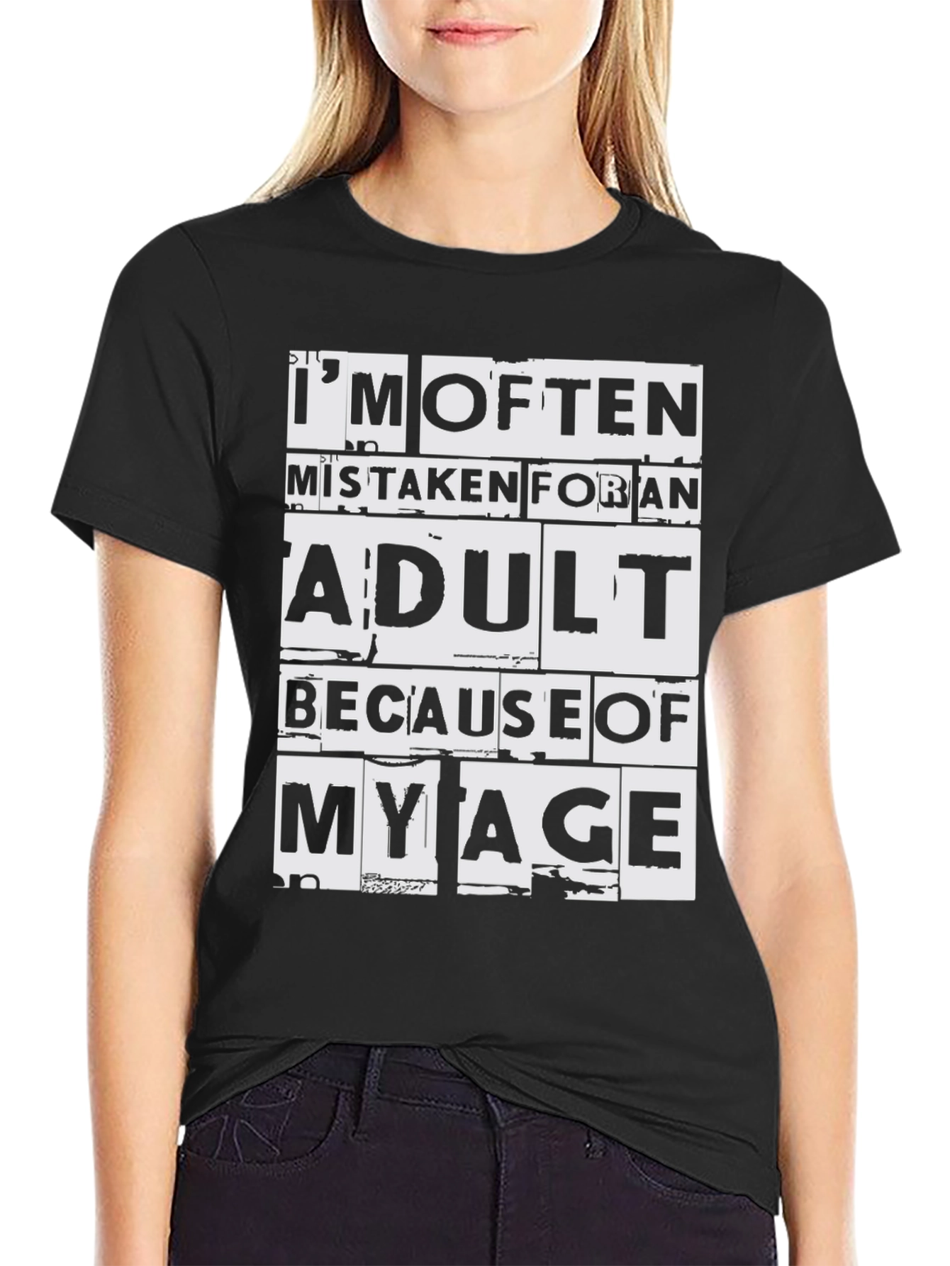 Black I'm Often Mistaken Adult T-Shirt view 2