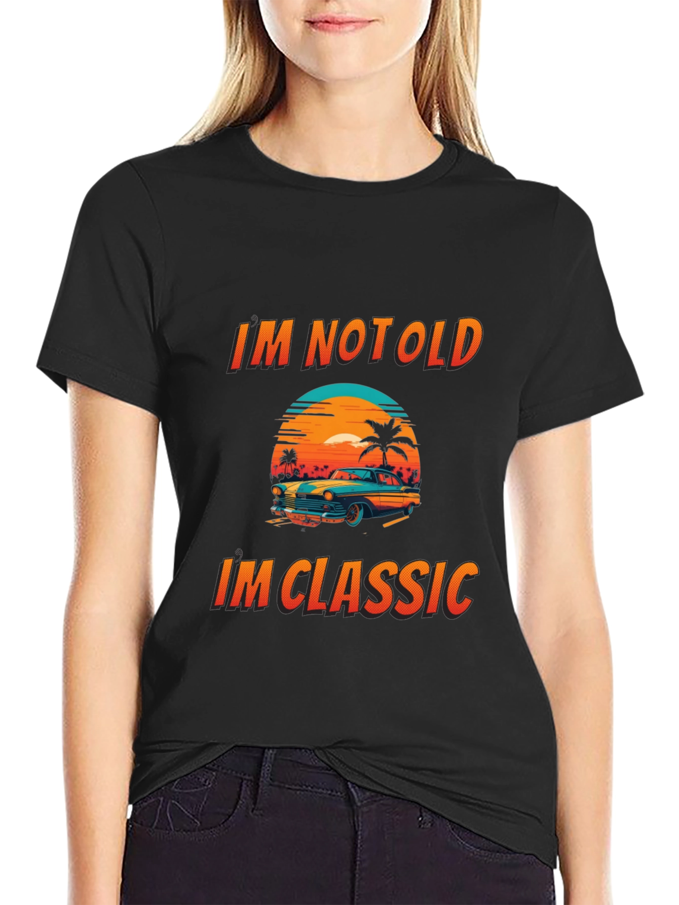 Black Classic Car Graphic T-Shirt - Im Not Old, Im Classic view 2