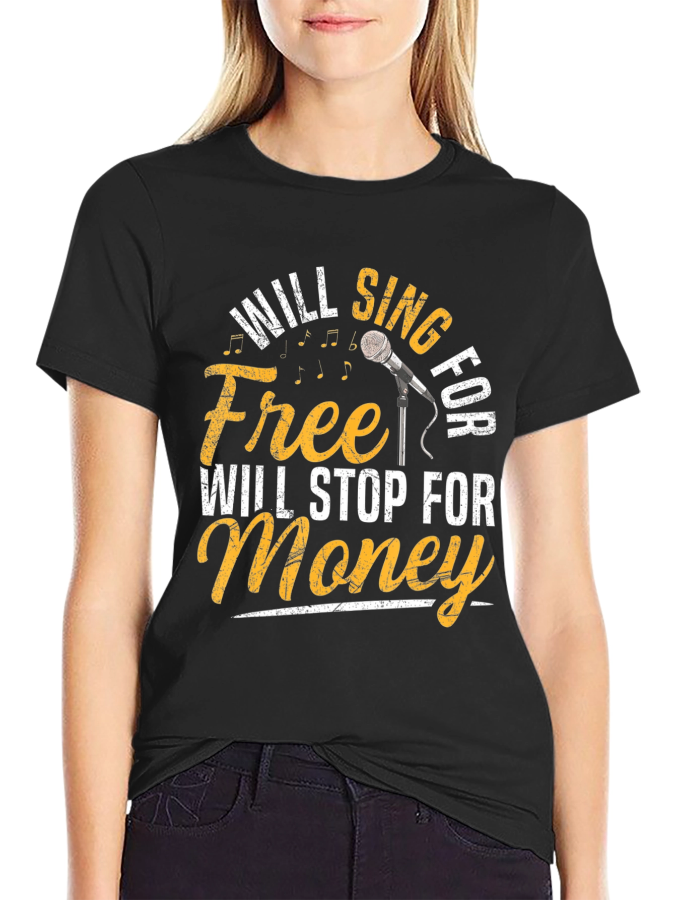 Black Will Sing for Free Men's Black T-Shirt view 2