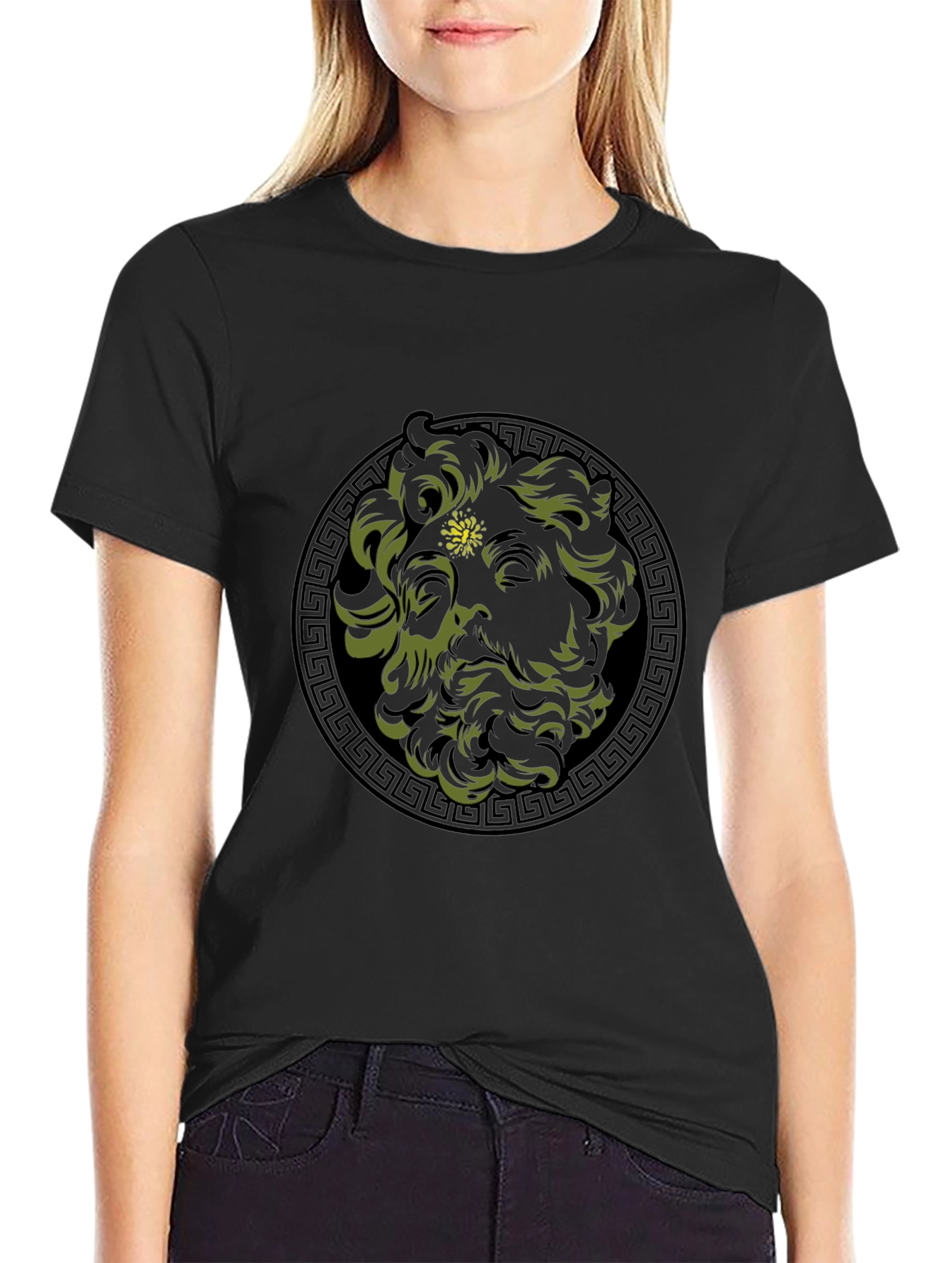 Black Greek God Medusa Graphic Tee - Black view 2