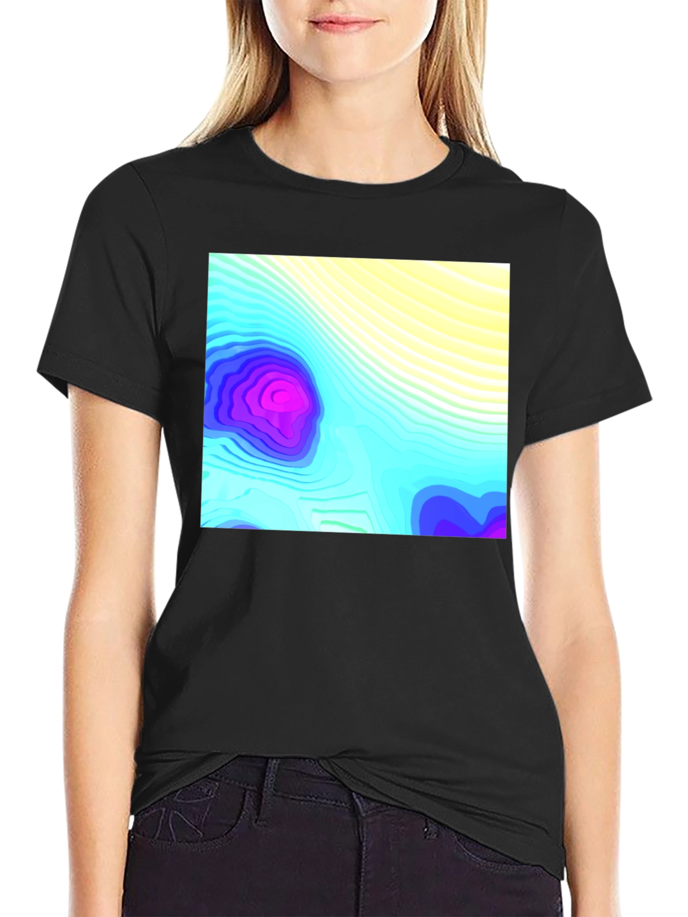 Black Topo Graphic Black T-Shirt view 2