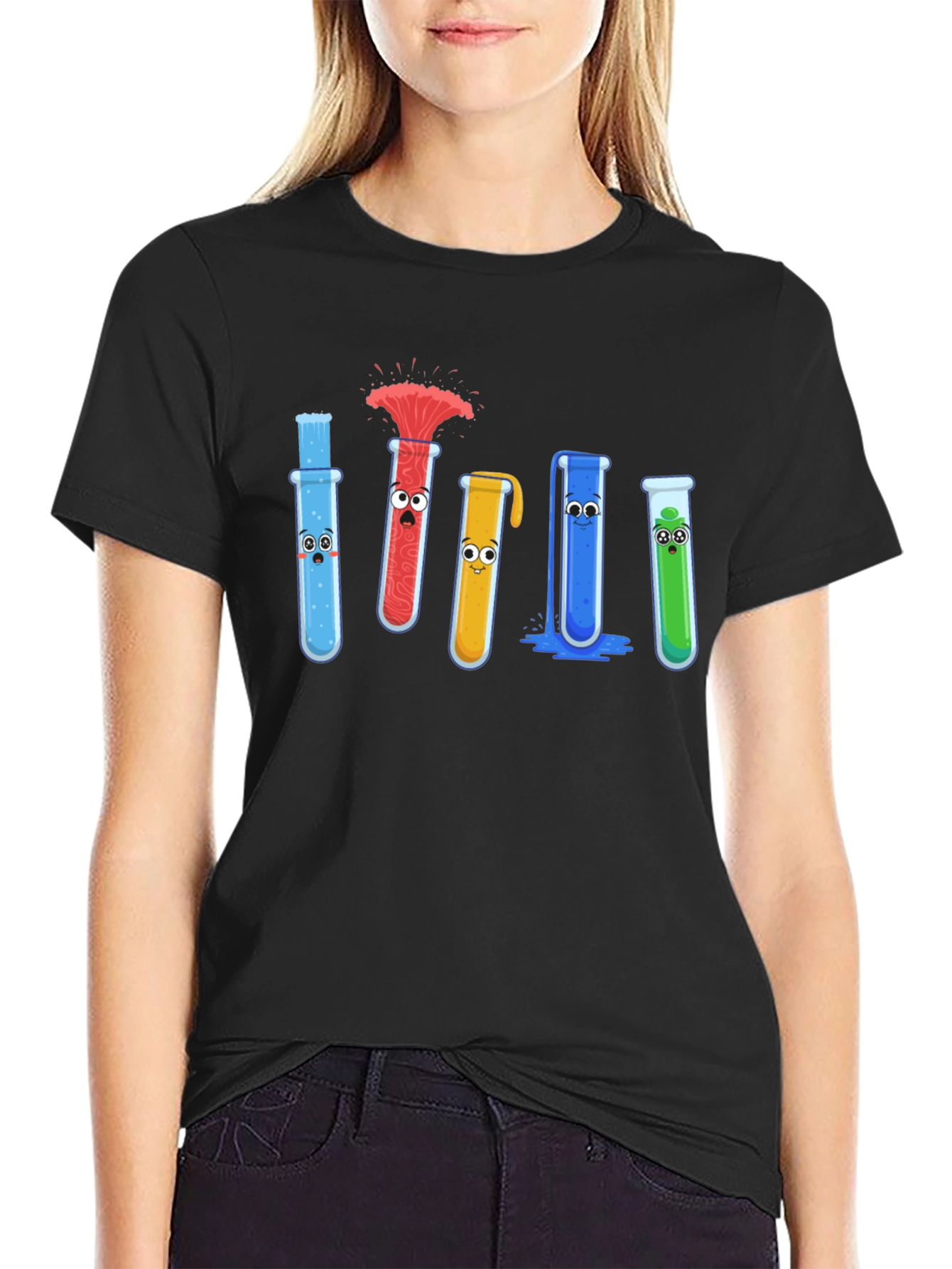 Black Science Beaker Cartoon Graphic Tee view 2