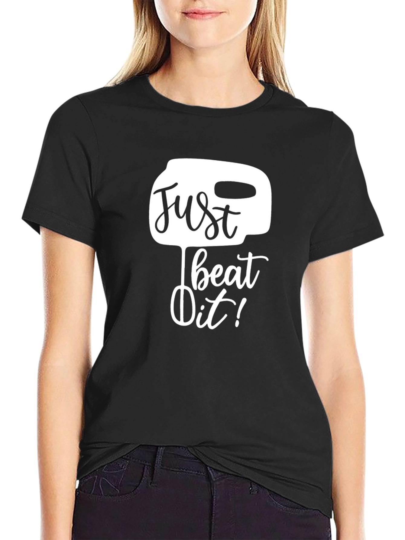 Black Just Beat It! Graphic Tee - Black Cotton Blend view 2