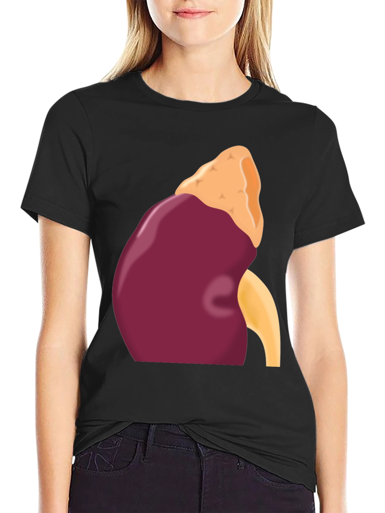 Black Kidney Graphic Black T-Shirt view 2