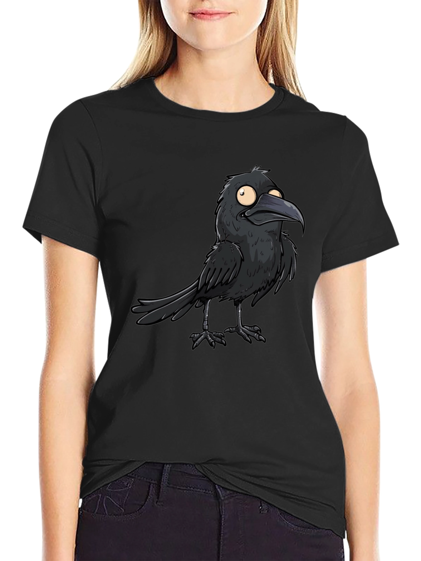 Black Raven Graphic Tee - Cool Bird Design T-Shirt view 2