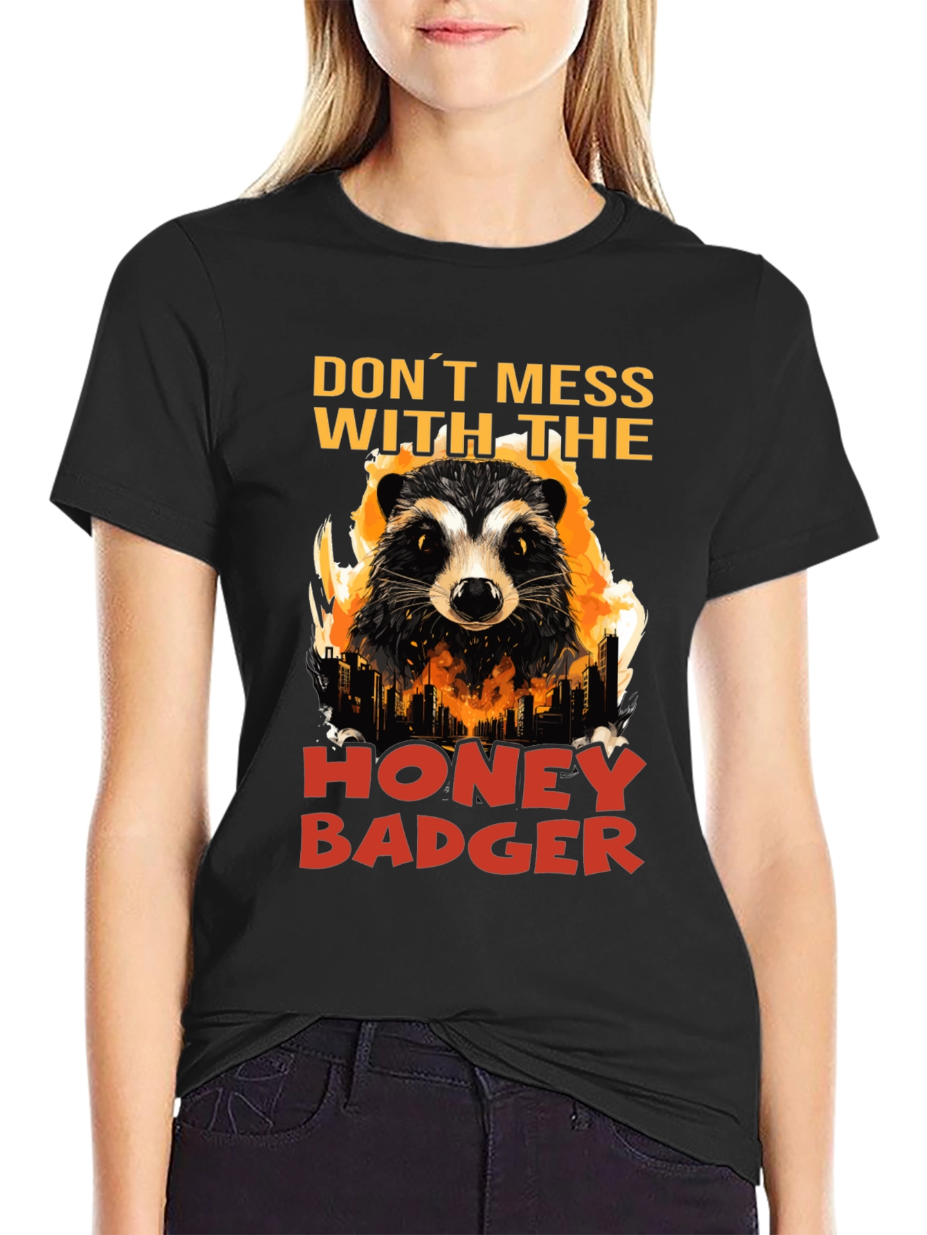 Black Don't Mess with the Honey Badger Graphic Tee view 2