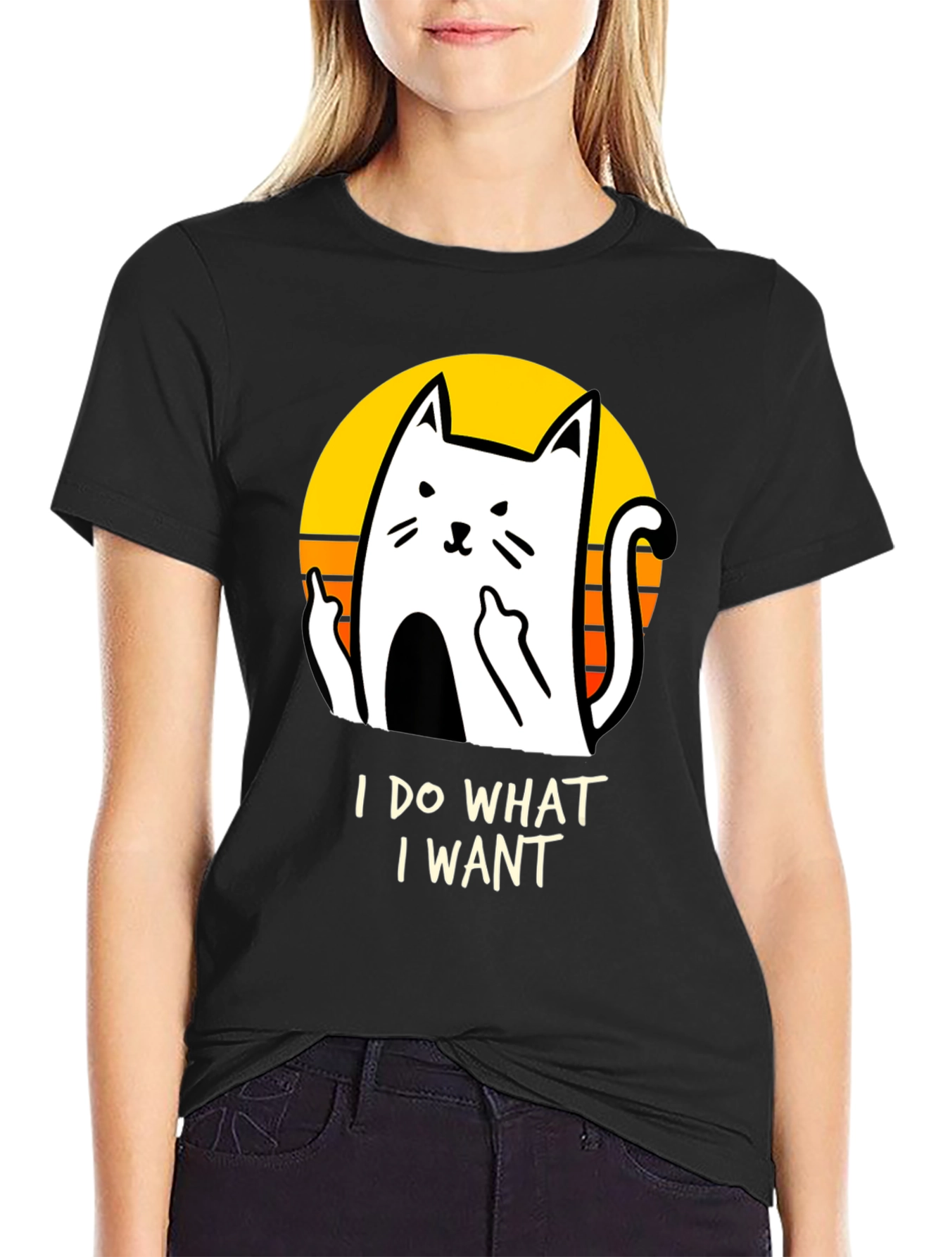 Black I Do What I Want Cat Graphic Tee view 2