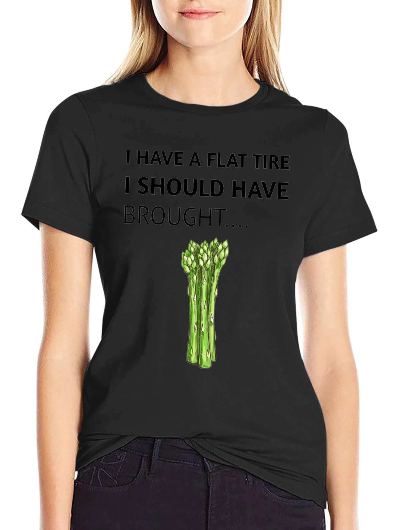 Black Flat Tire Asparagus T-Shirt Funny Car Mechanic view 2