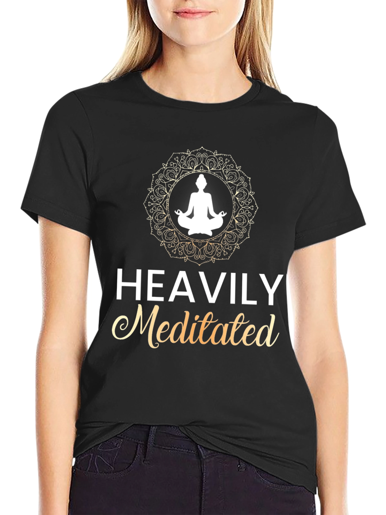 Black Heavily Meditated T-Shirt - Yoga & Mindfulness view 2