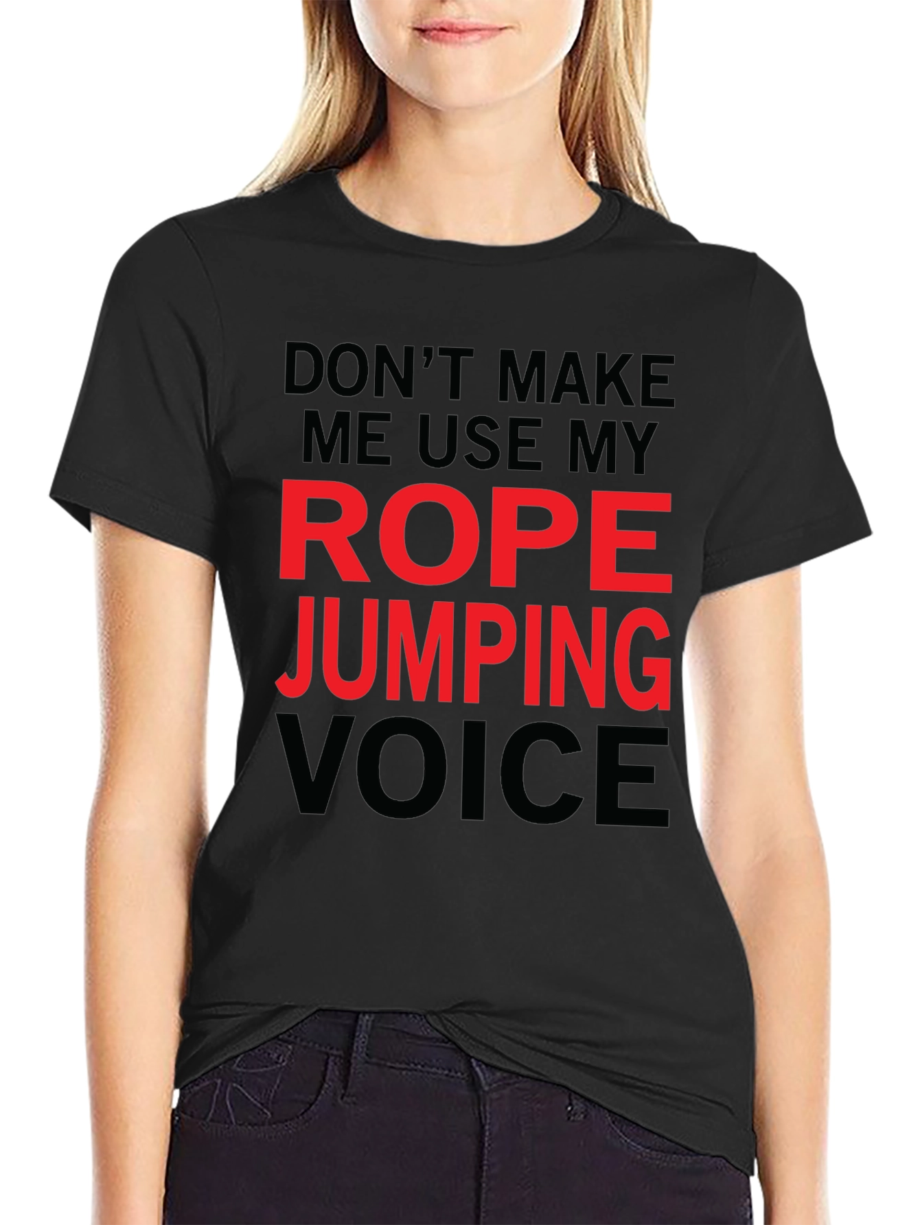 Black Rope Jumping Voice Funny T-Shirt view 2