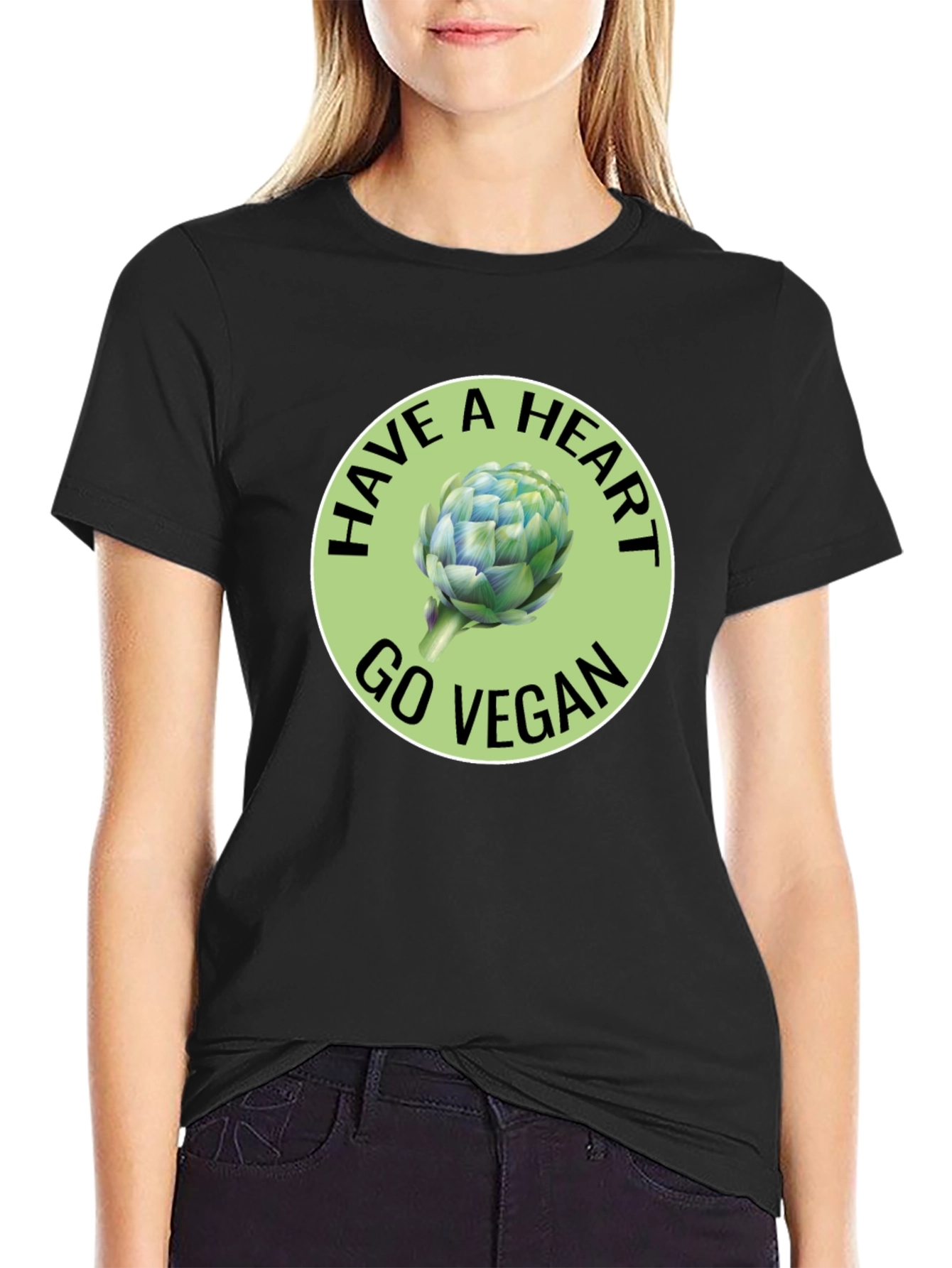 Black Vegan Heart Artichoke Graphic Tee view 2