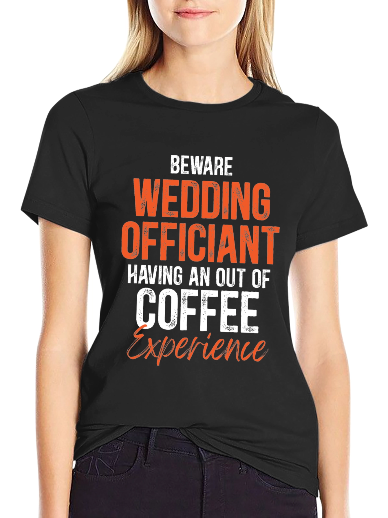 Black Beware Wedding Officiant Coffee T-Shirt view 2