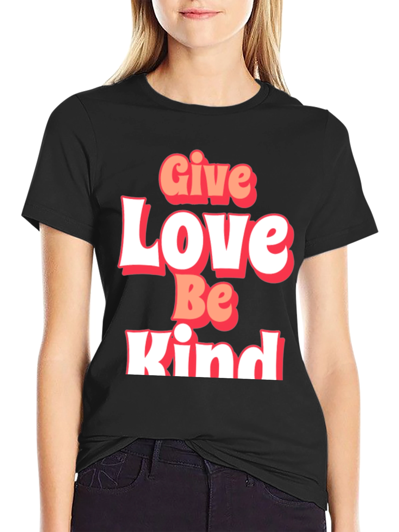 Black Give Love Be Kind Graphic T-Shirt view 2