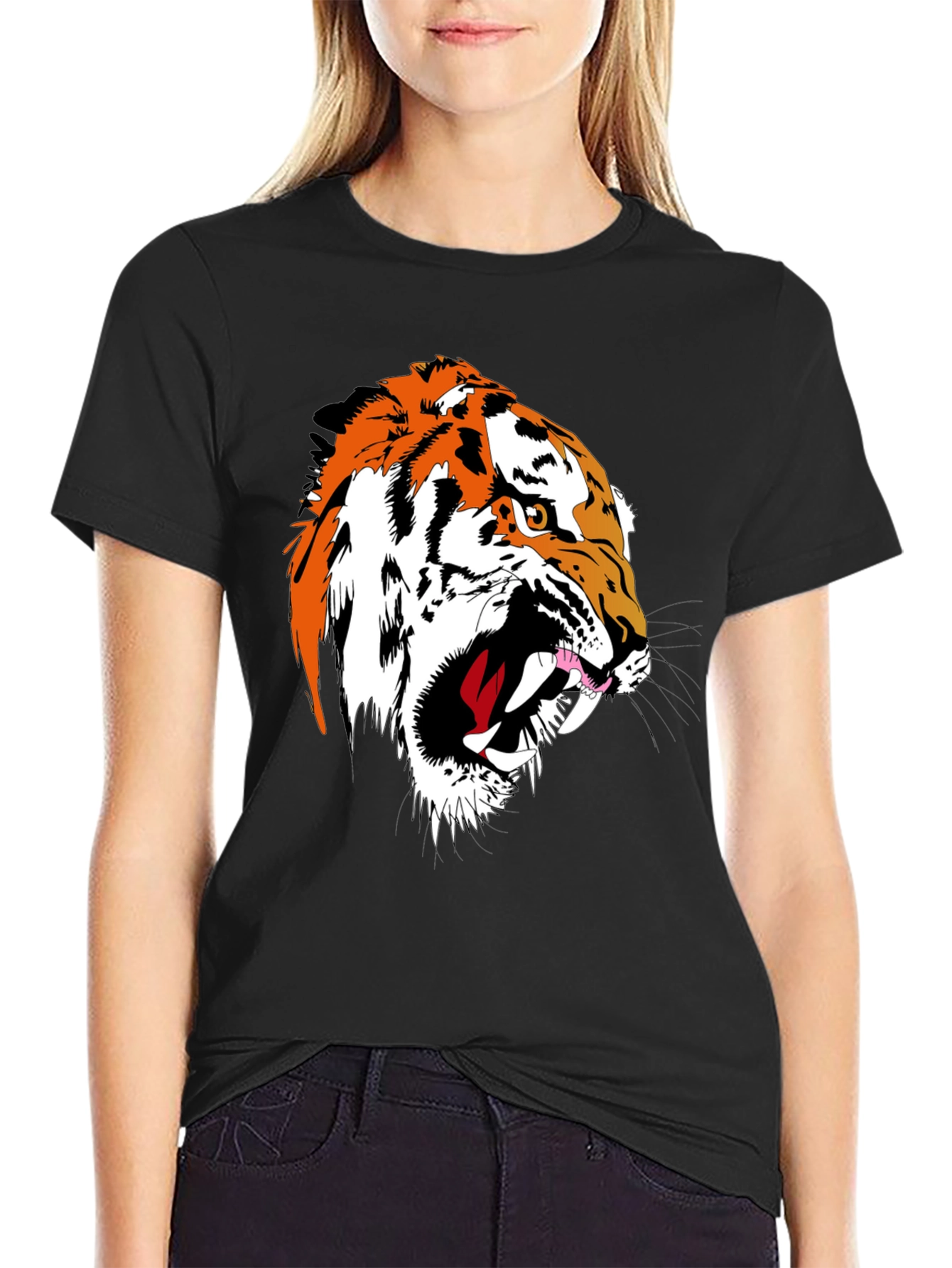 Black Tiger Graphic Tee - Fierce Black T-Shirt view 2