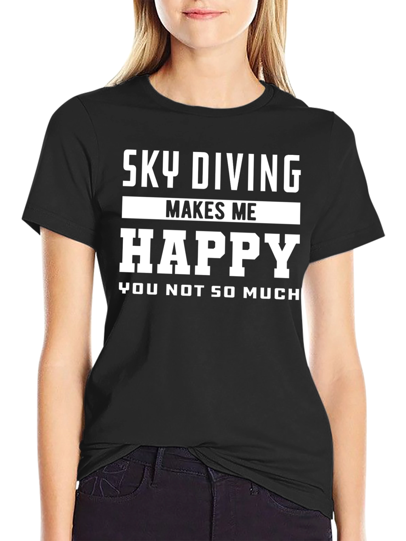 Black Skydiving Makes Me Happy T-Shirt view 2