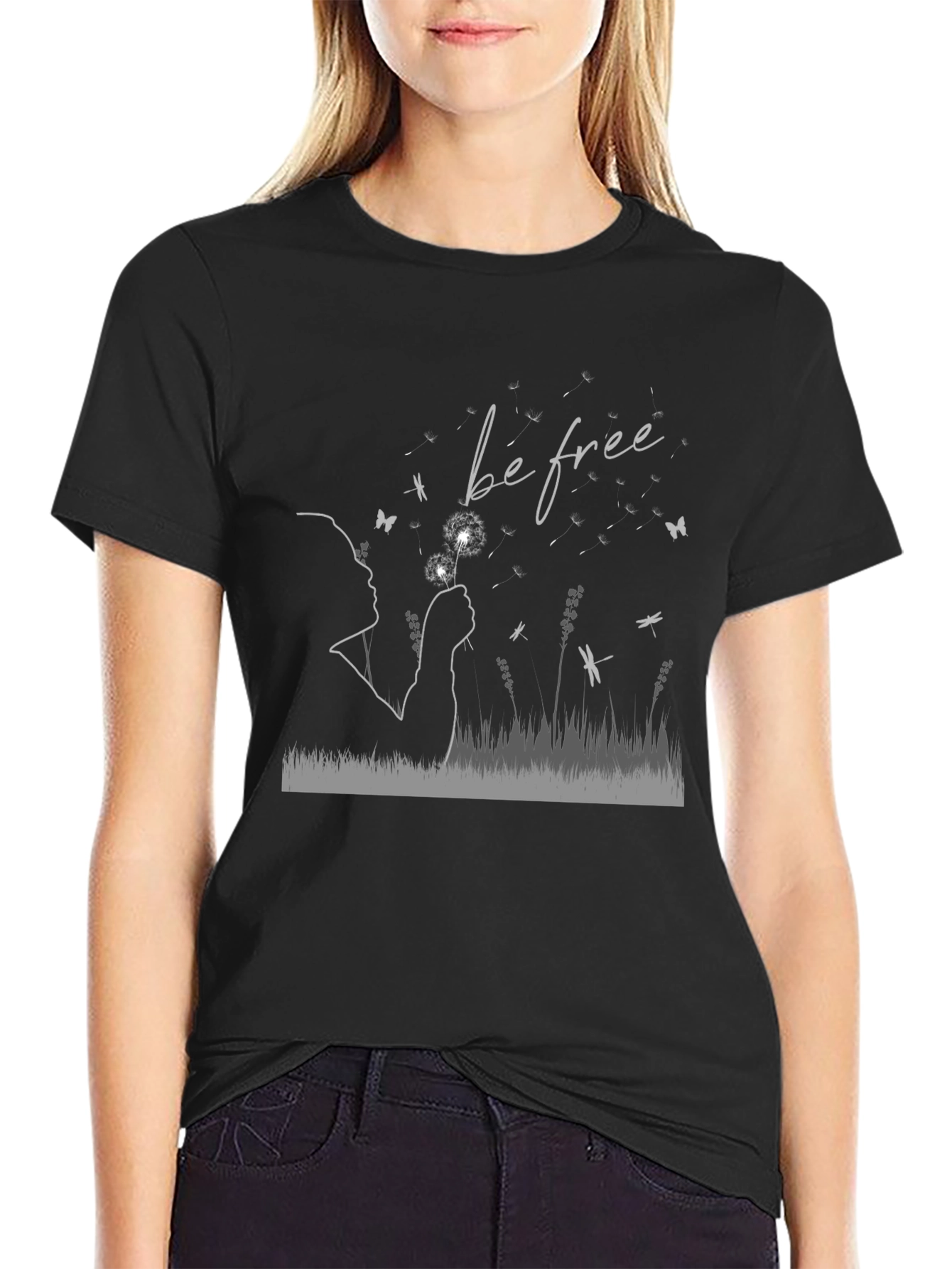 Black Be Free Graphic T-Shirt - Soft Cotton Blend view 2