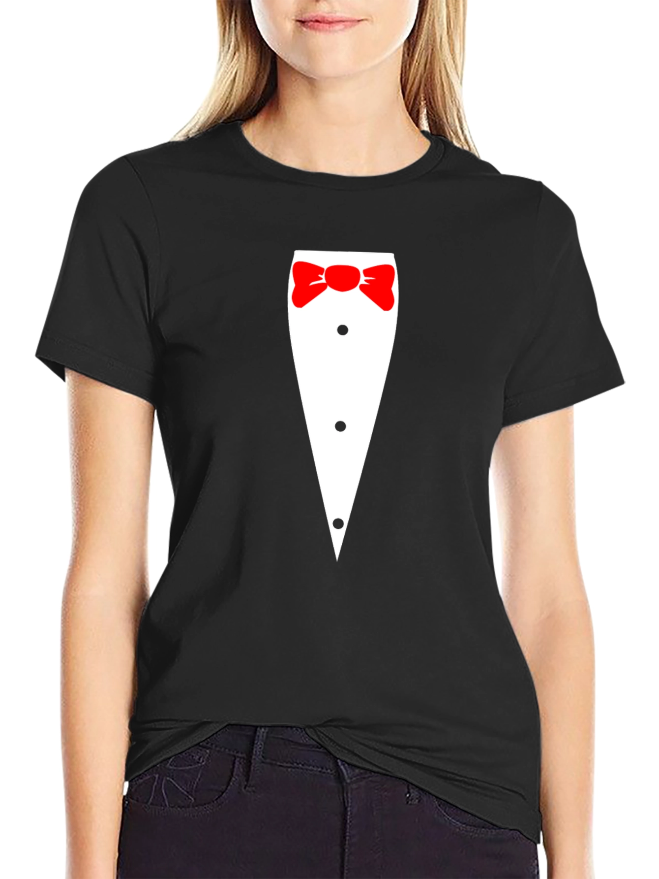 Black Tuxedo Graphic Tee - Novelty Formal Wear T-Shirt view 2