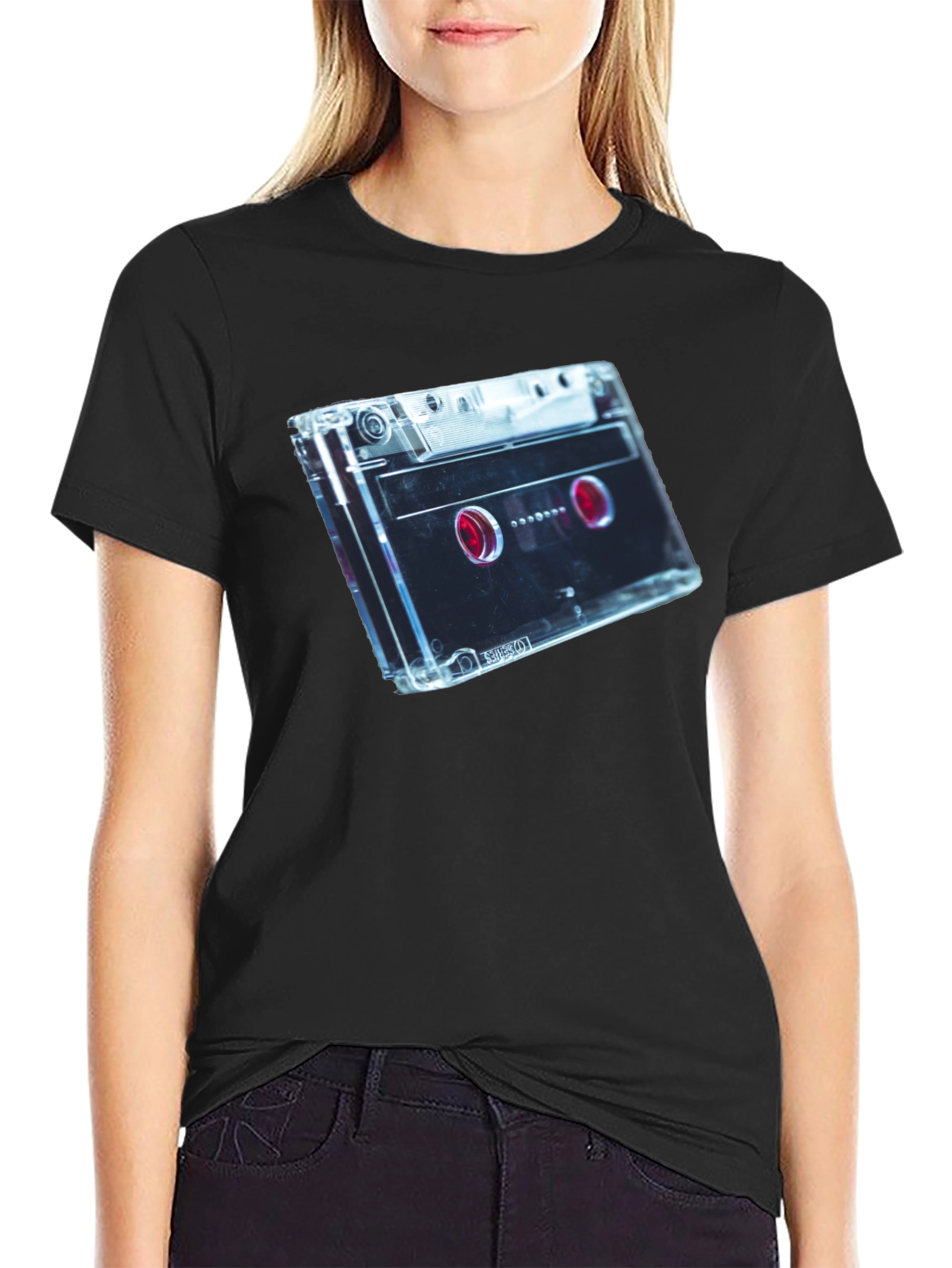 Black Retro Cassette Tape Graphic Tee - Black view 2
