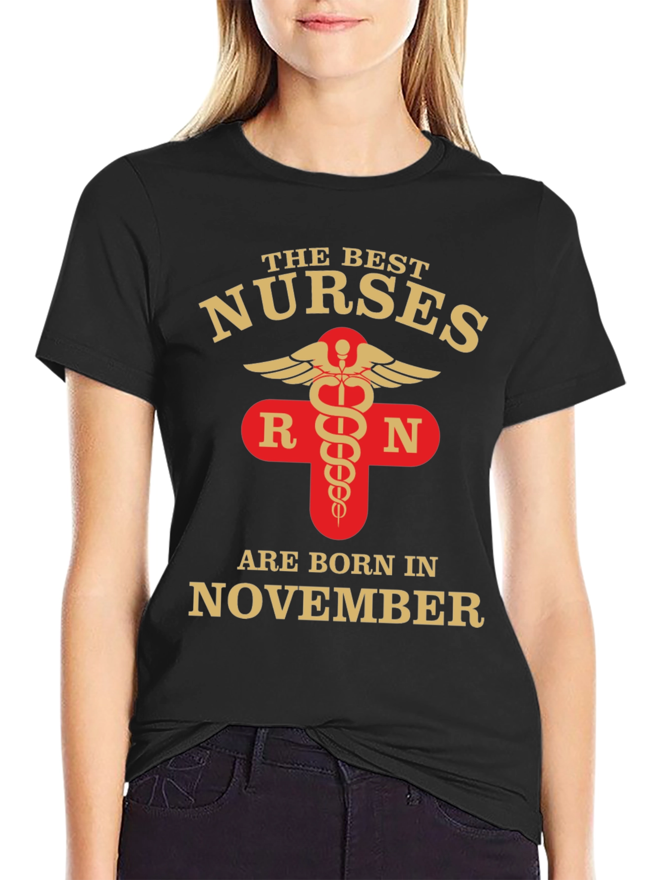 Black Best Nurses are Born in November T-Shirt view 2