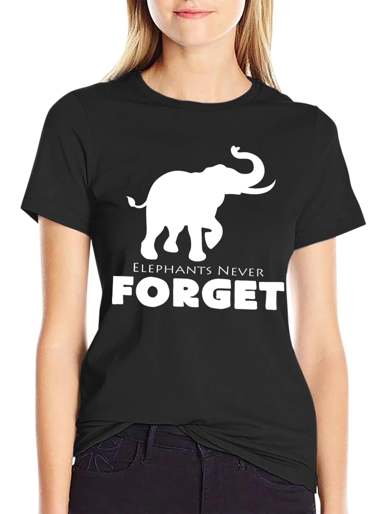Black Elephant Never Forget Black Graphic Tee view 2