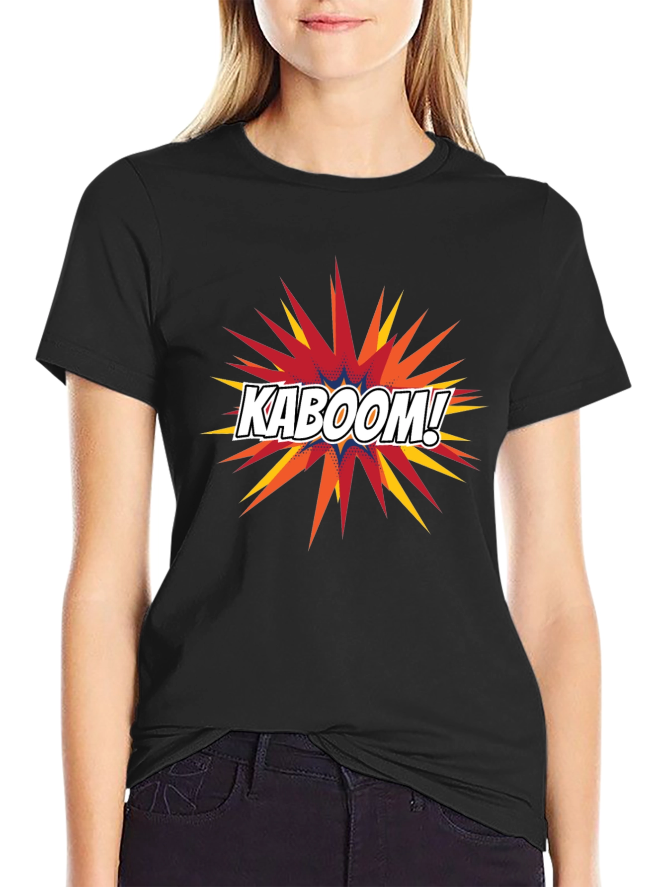 Black Kaboom Graphic Tee - Black Cotton Comfort Fit view 2
