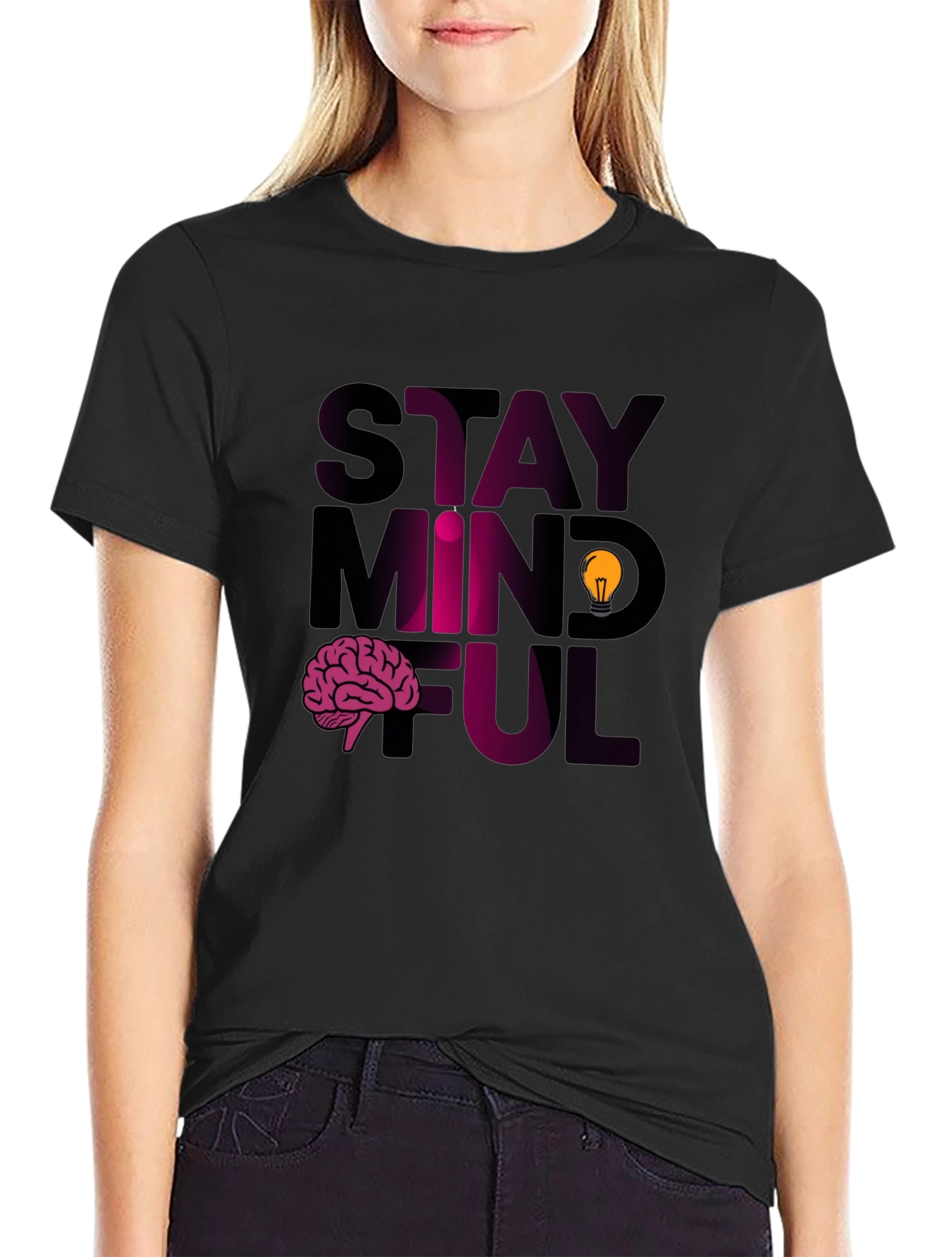 Black Stay Mindful Graphic Tee view 2