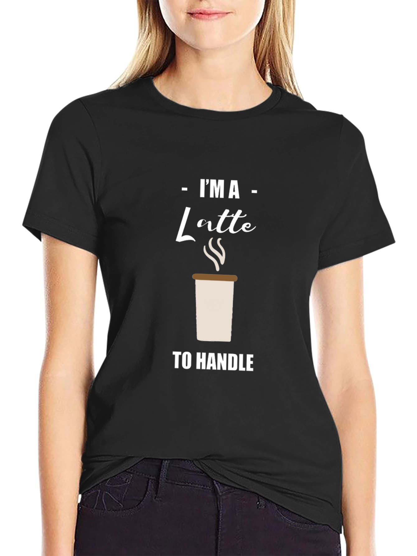 Black I'm A Latte to Handle Graphic T-Shirt view 2