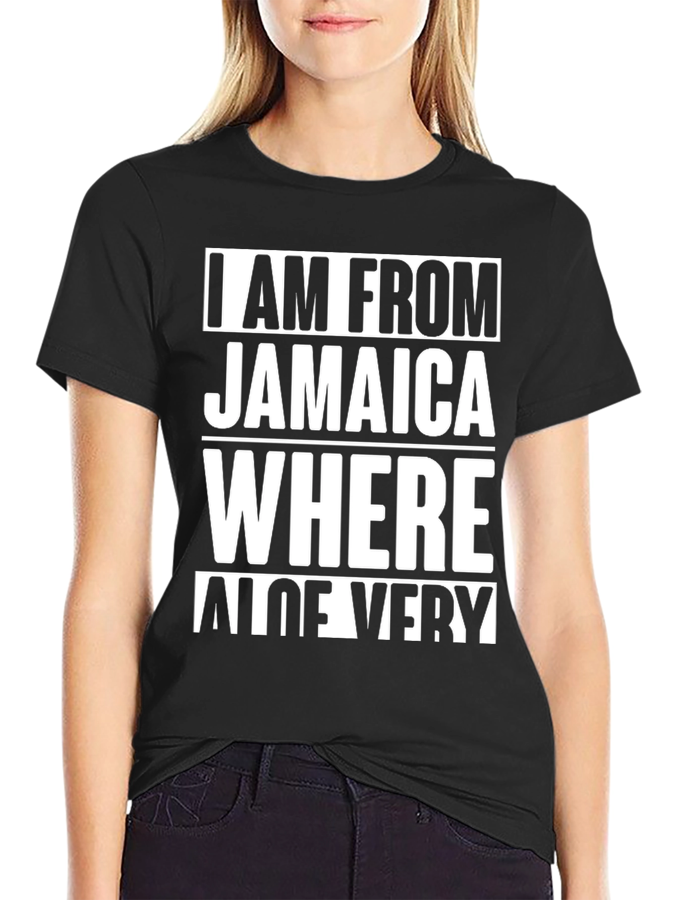 Black Jamaica Aloe Very Funny Novelty T-Shirt view 2