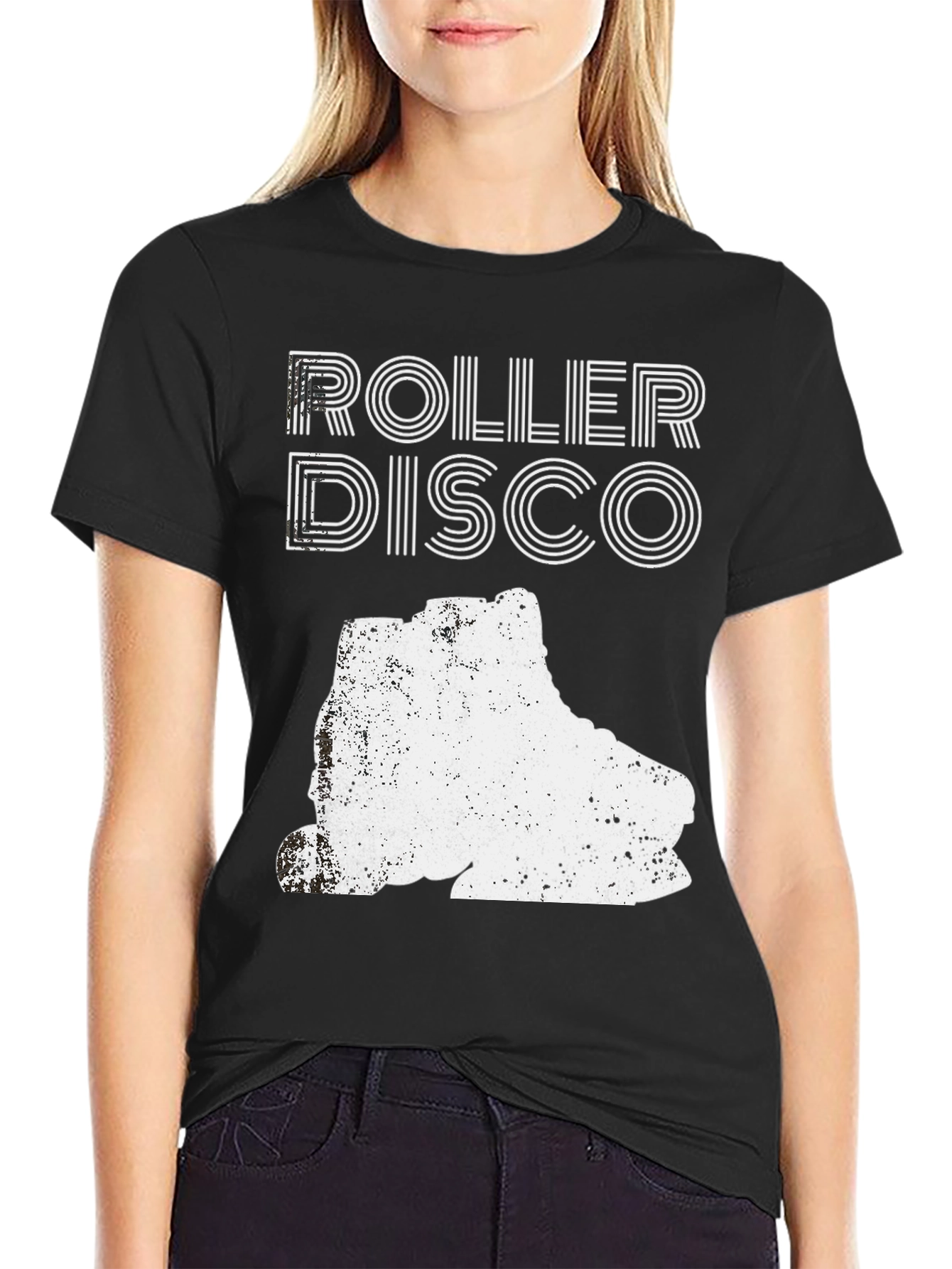 Black Roller Disco Graphic Tee - Retro Skate Design view 2