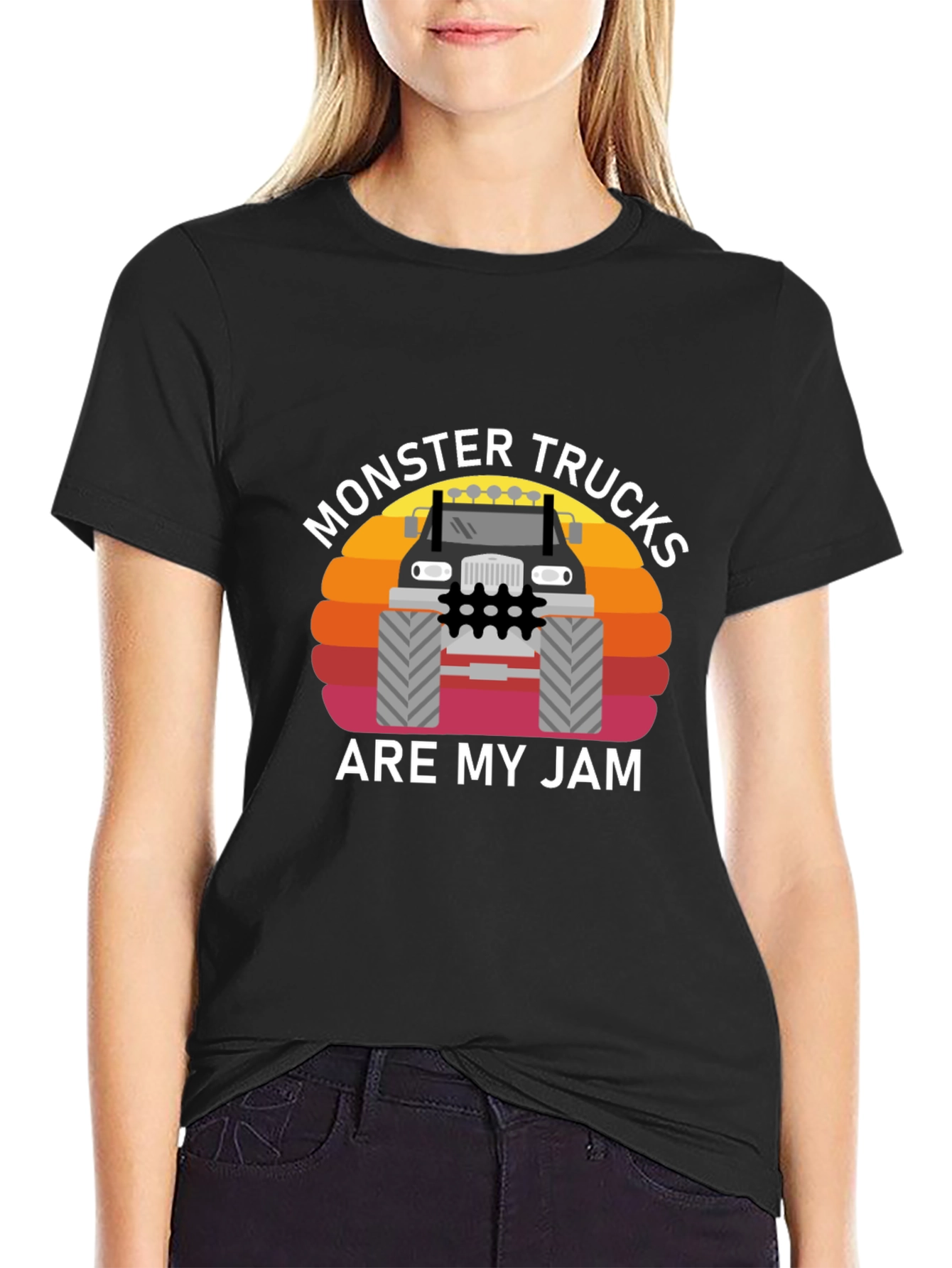 Black Monster Truck Jam Graphic Tee - Black Cotton T-Shirt view 2