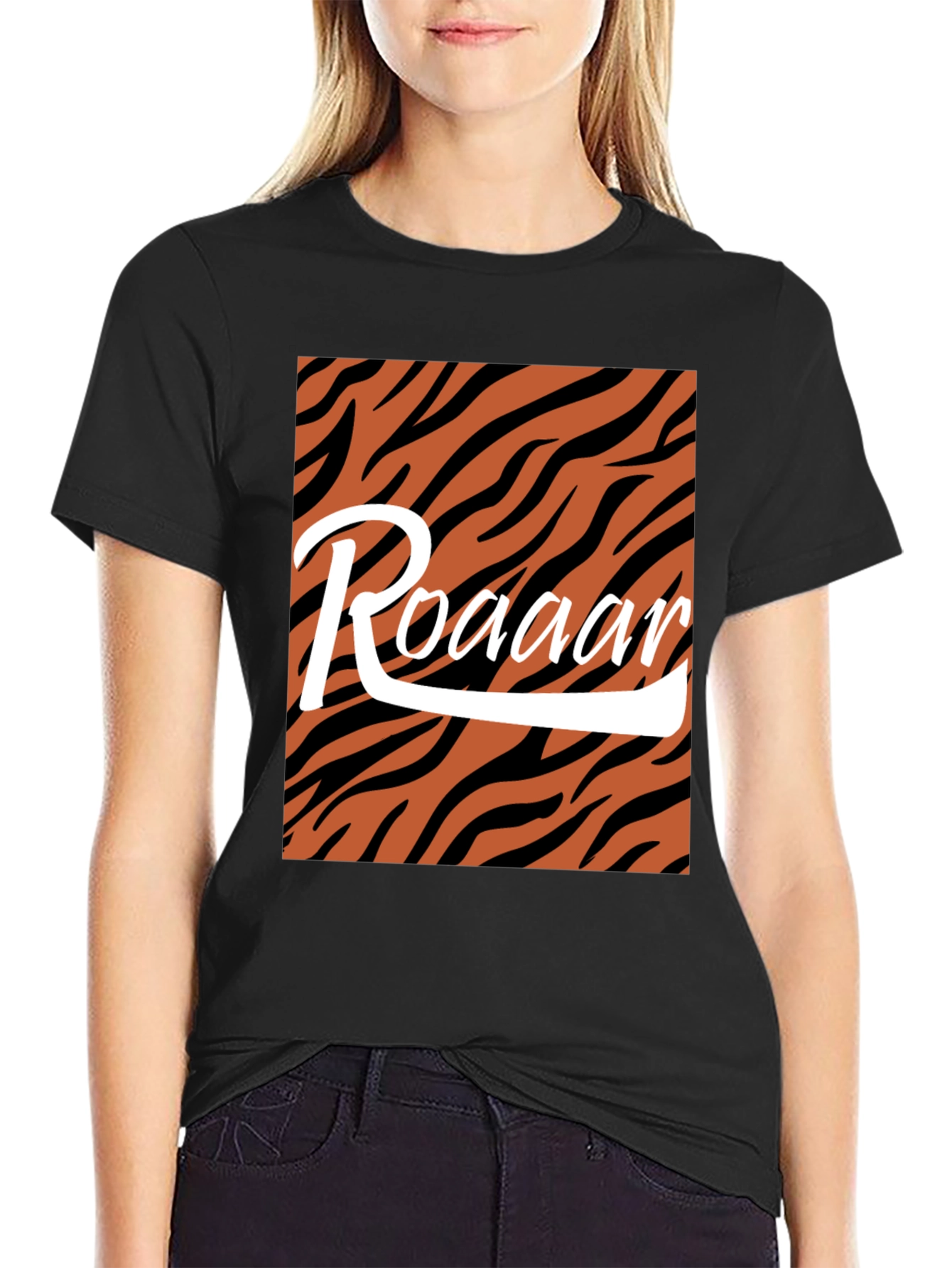 Black Roaar Tiger Stripe Graphic Tee view 2