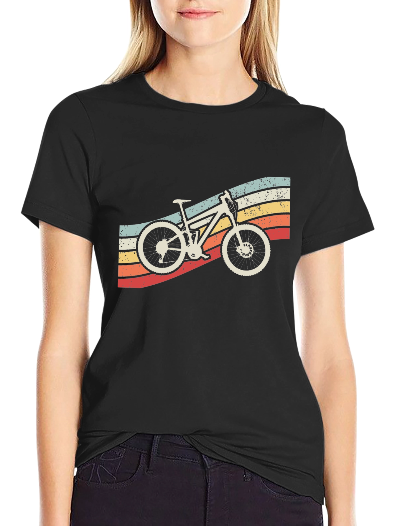 Black Retro Mountain Bike T-Shirt - Vintage Style view 2